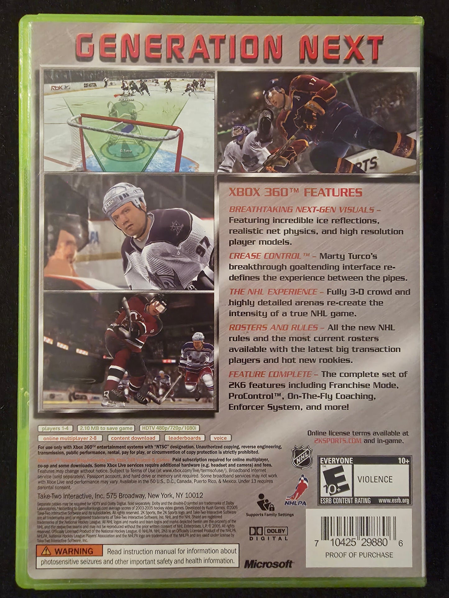 NHL 2K6 (Microsoft Xbox 360, 2005) CIB
