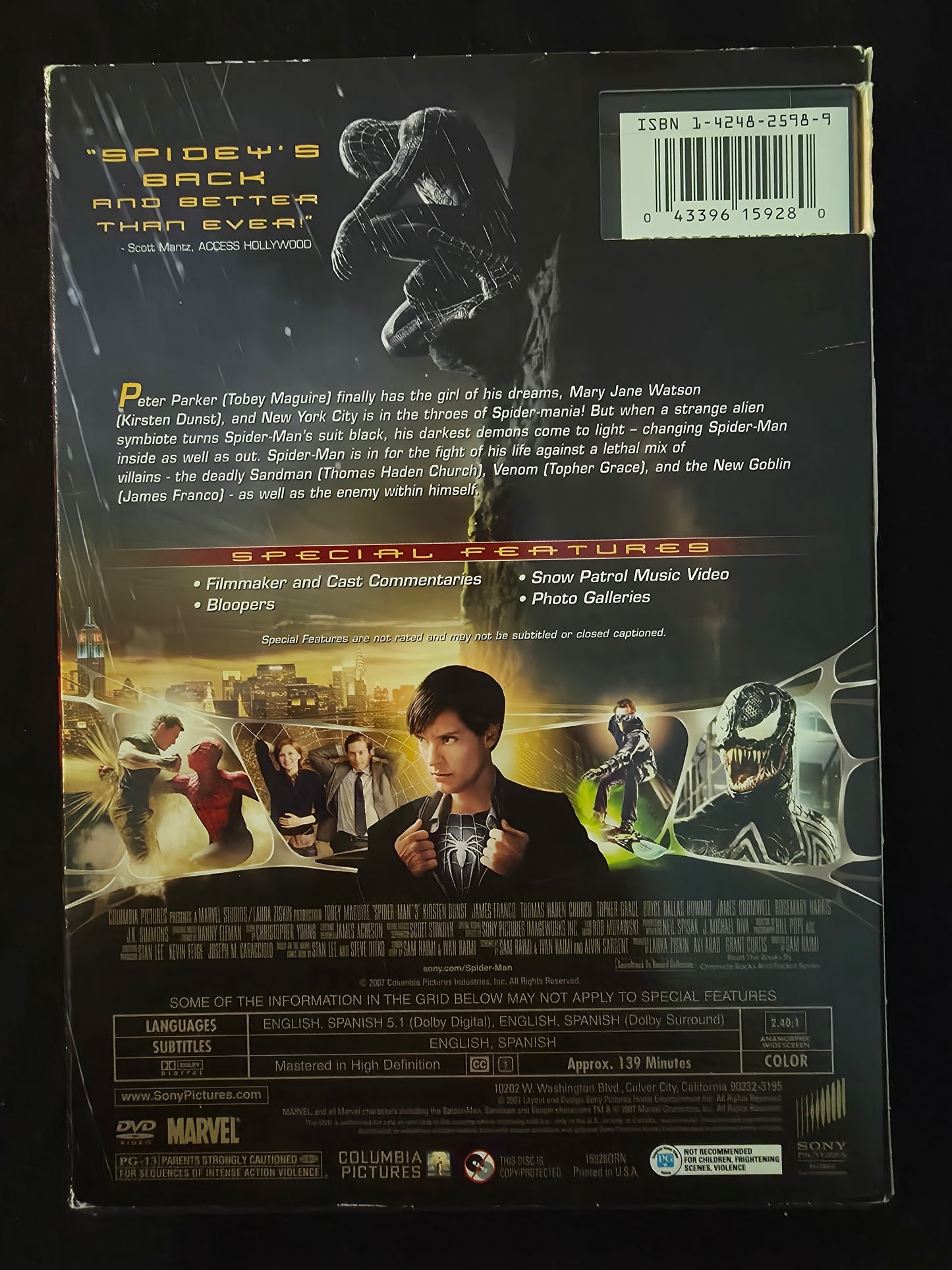 Spider-Man 3 (DVD, 2007, Widescreen)