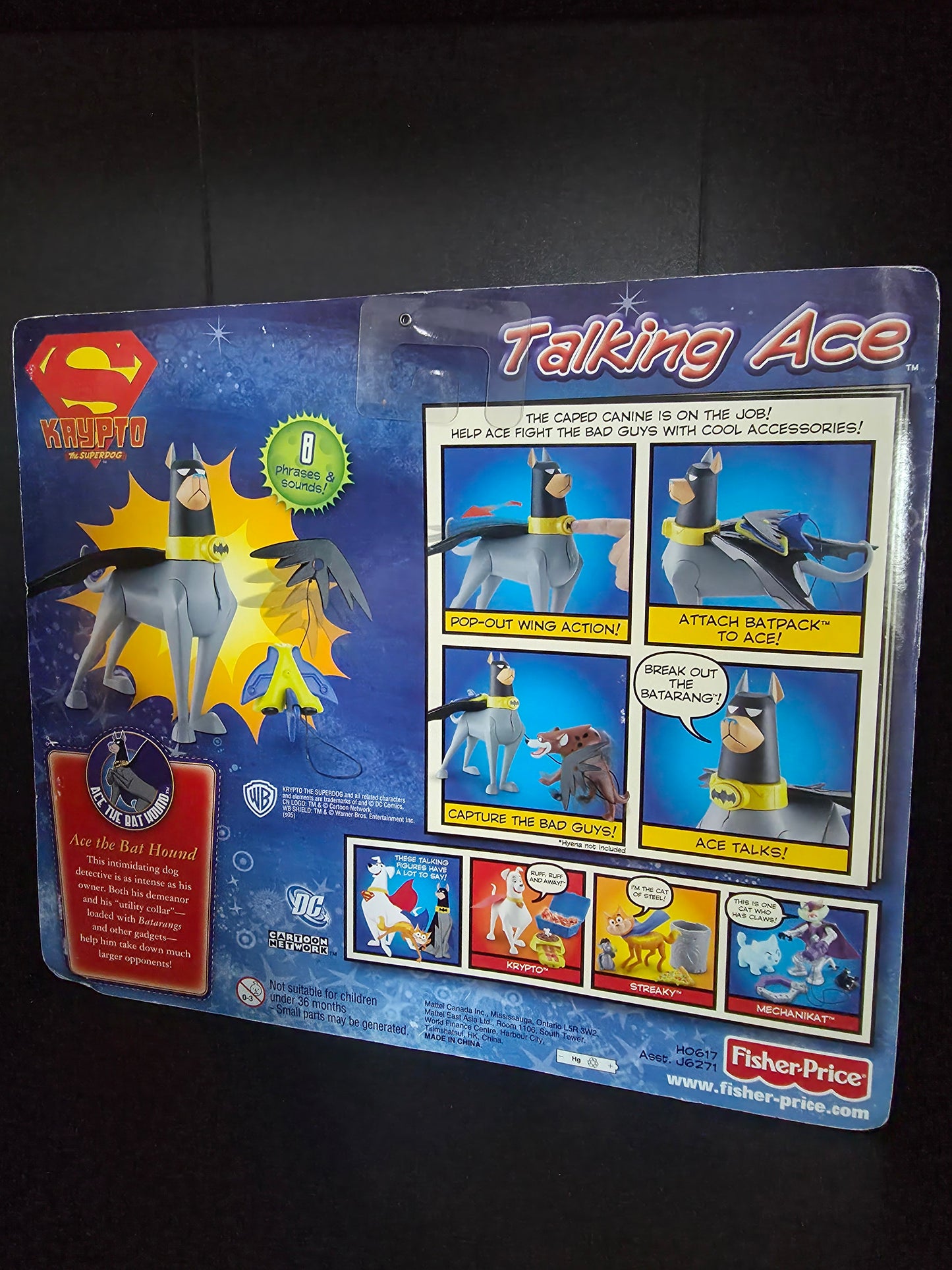 Talking Ace the Bat Hound RARE pop out wings, Batpack & Batarang 2005 New NRFB