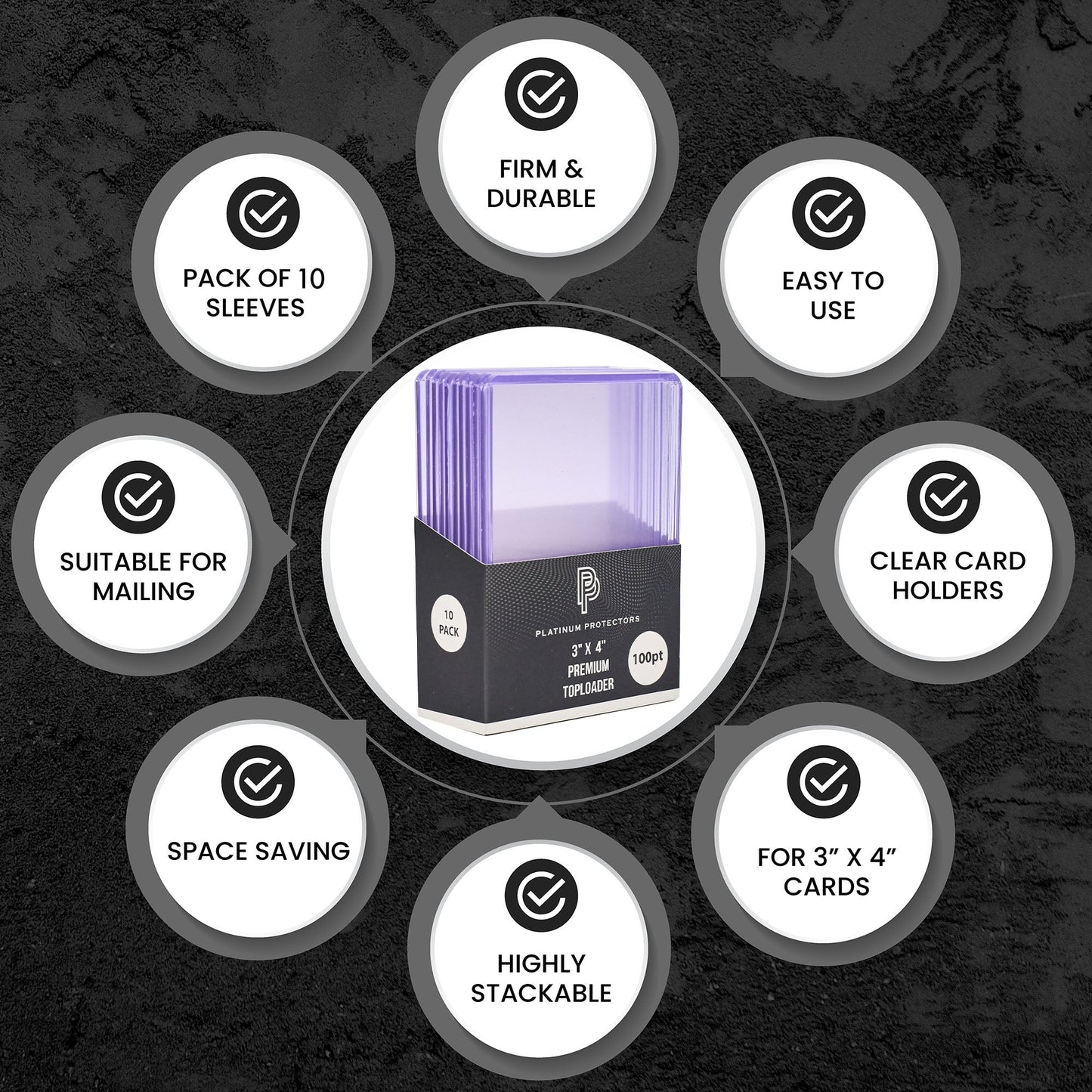 Platinum Protectors Premium Toploaders for Trading Cards - 100 pt