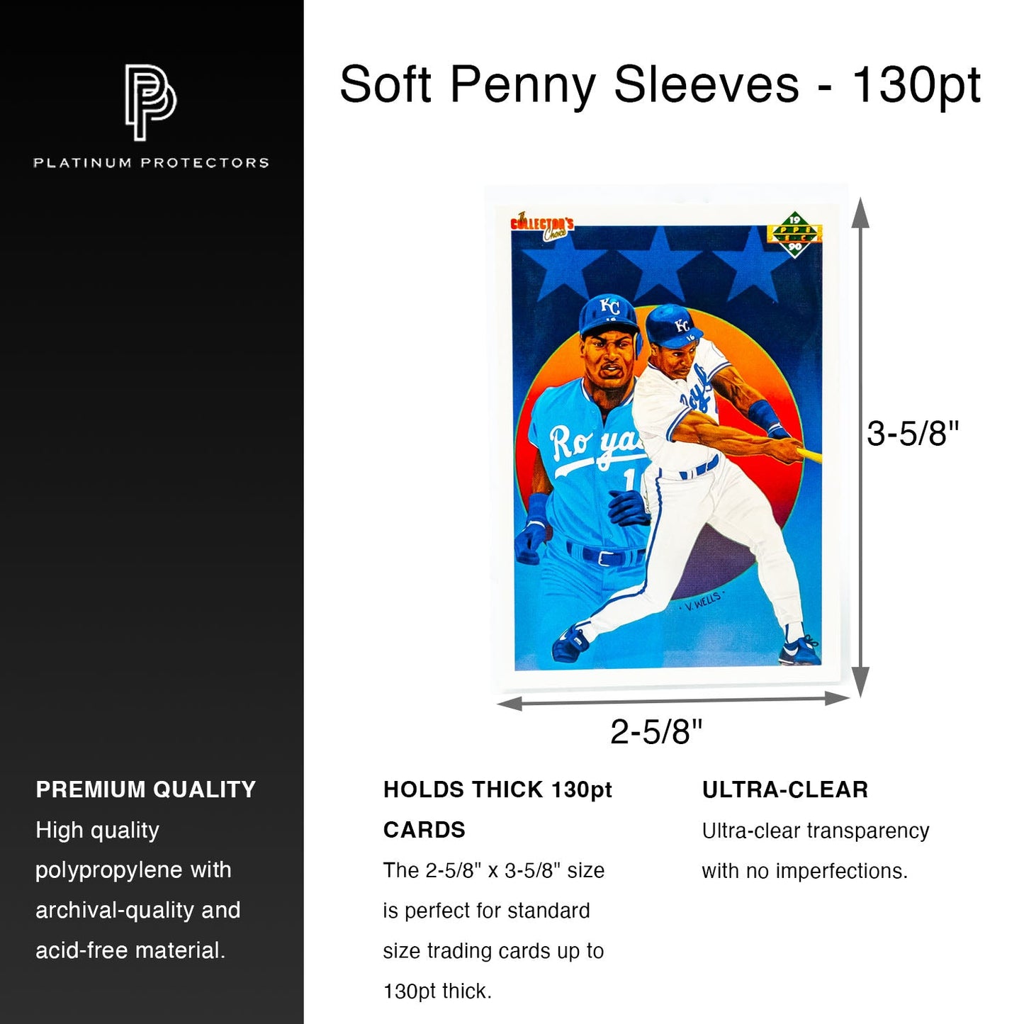 Platinum Protectors Soft Penny Sleeves for Thick Cards 130pt  - 100 Pack