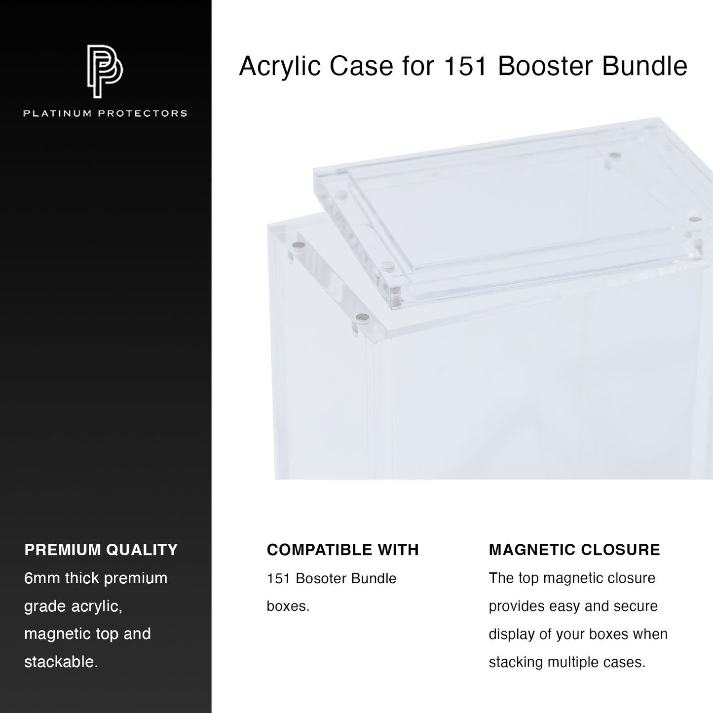 Premium Acrylic Case for Pokemon 151 Booster Bundle Box with Magnetic Top