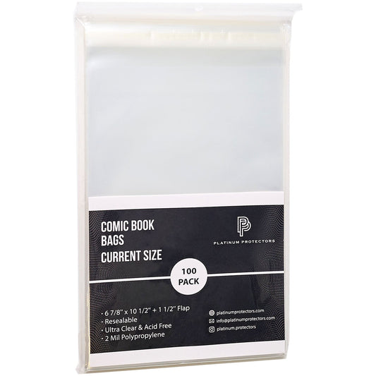 Platinum Protectors Comic Book Bags for Current/Modern with Resealable Strip - 100 Pack