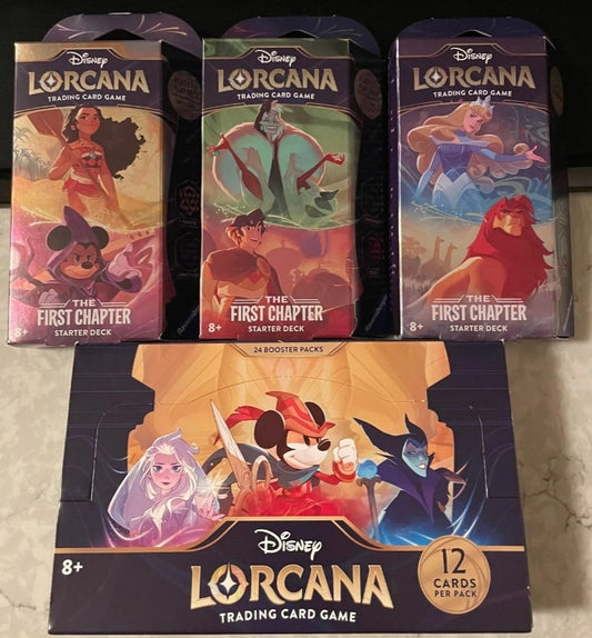 Disney Lorcana The First Chapter Sealed Booster Box and 3 Starter Deck Bundle!