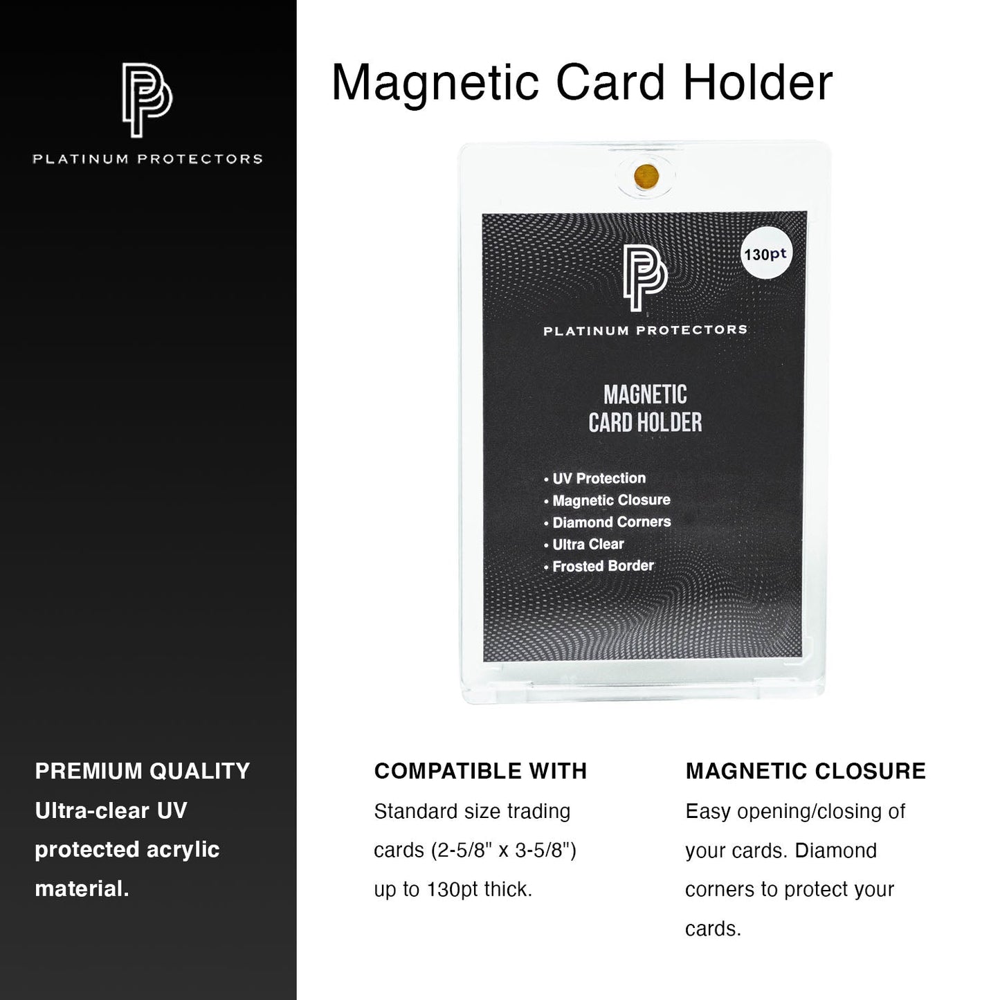 Platinum Protectors Magnetic Card Holders for Trading Cards - 130 pt