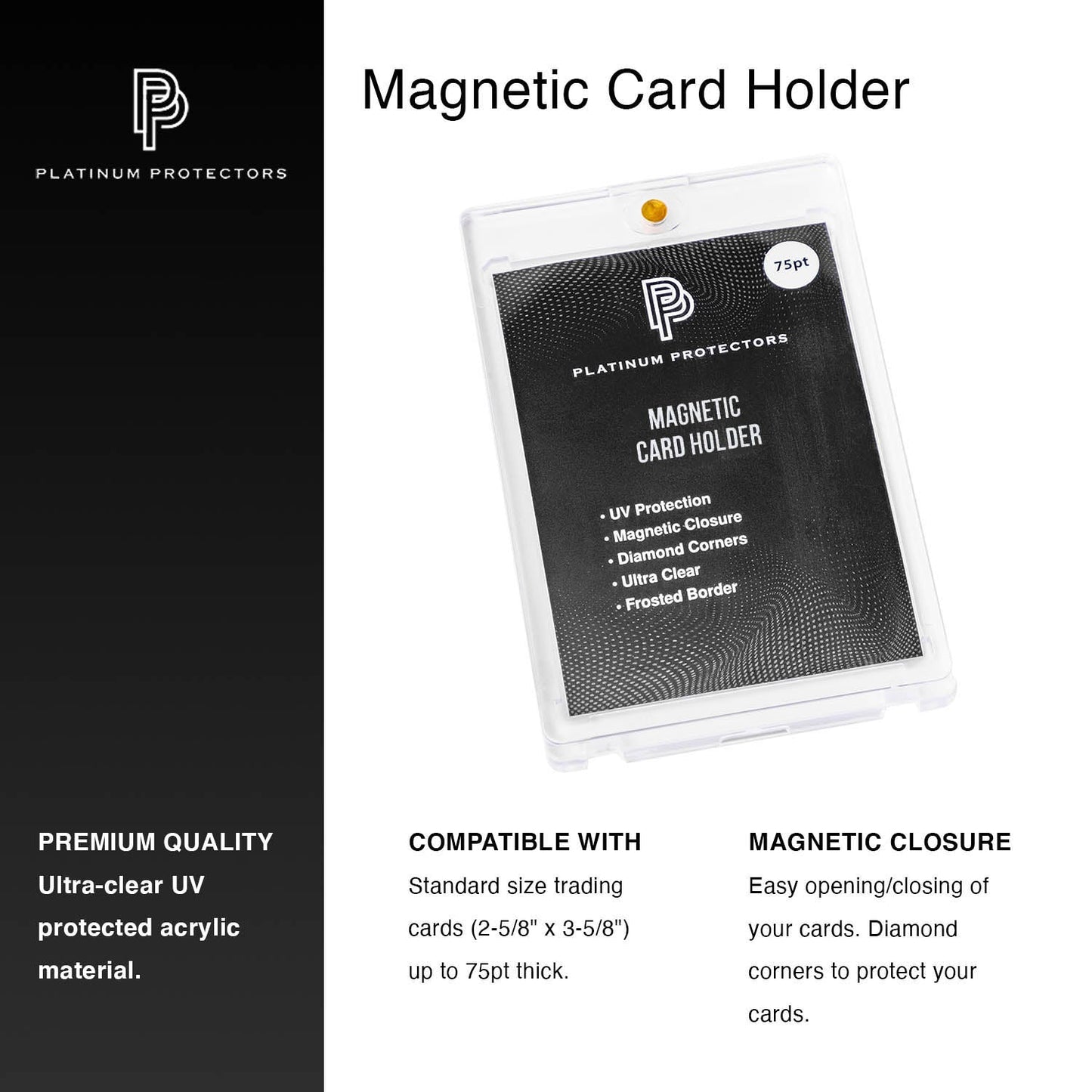 Platinum Protectors Magnetic Card Holders for Trading Cards - 75 pt