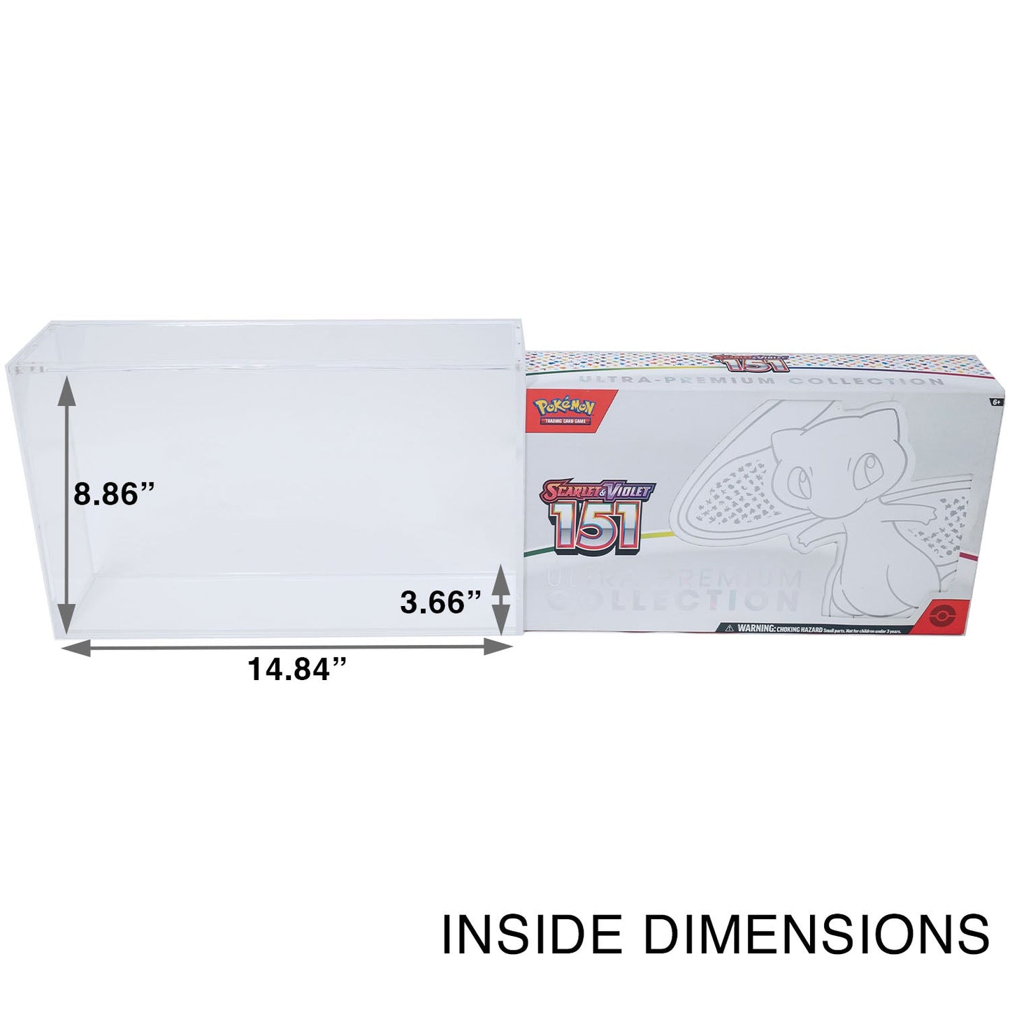 Premium Acrylic Case for Pokemon 151, Mega Charizard X ex and Terapagos ex UPC Ultra Premium Collection Box with Magnetic Top