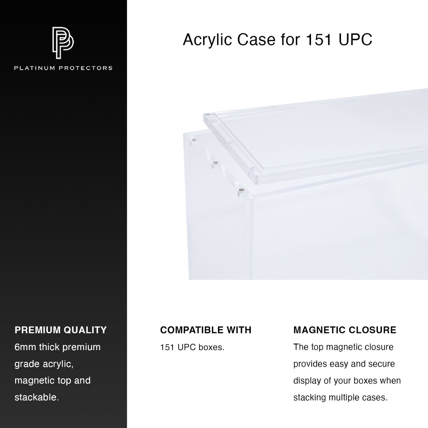 Premium Acrylic Case for Pokemon 151, Mega Charizard X ex and Terapagos ex UPC Ultra Premium Collection Box with Magnetic Top