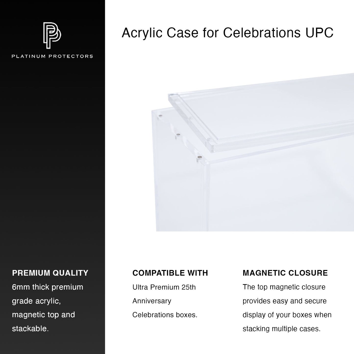 Premium Acrylic Case for Pokemon Ultra Premium 25th Anniversary Celebrations UPC Box with Magnetic Top