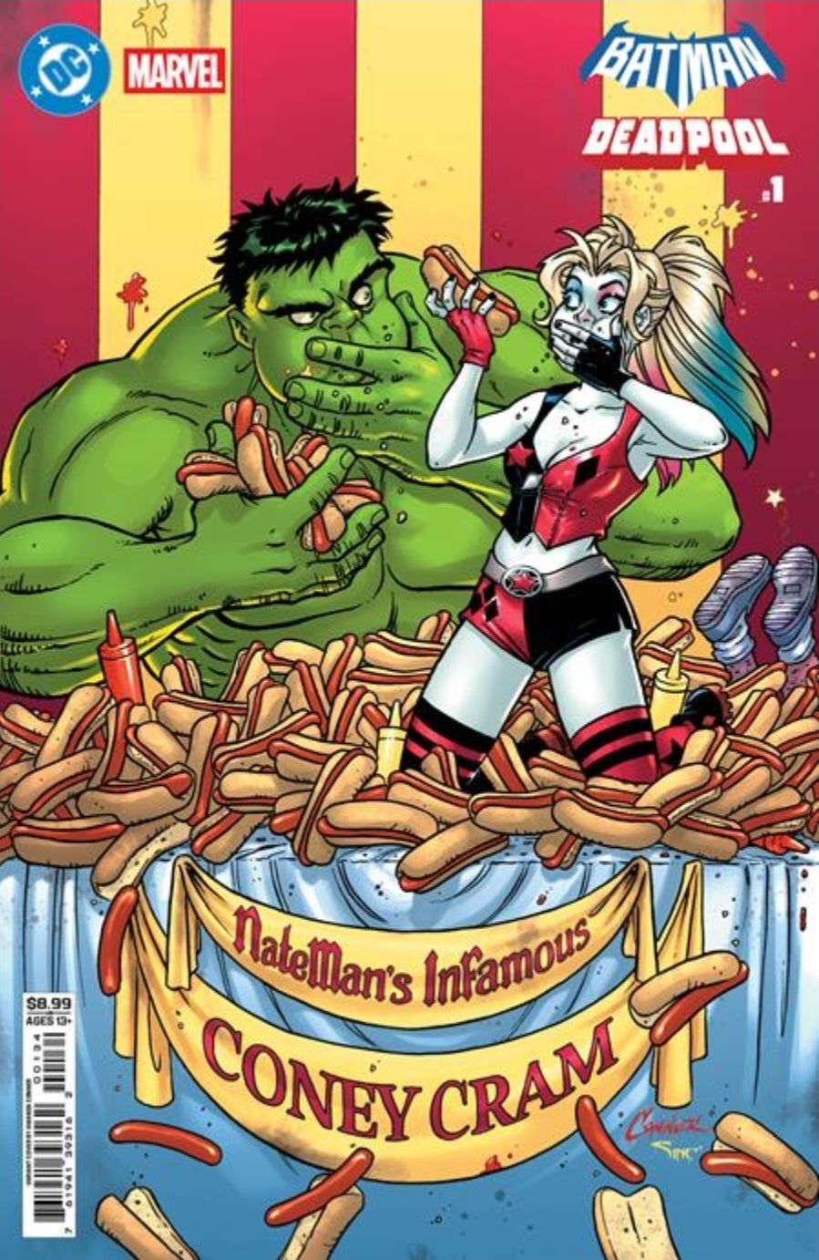 DC MARVEL BATMAN DEADPOOL #1 (ONE SHOT) AMANDA CONNER HARLEY QUINN HULK CARD STOCK VAR