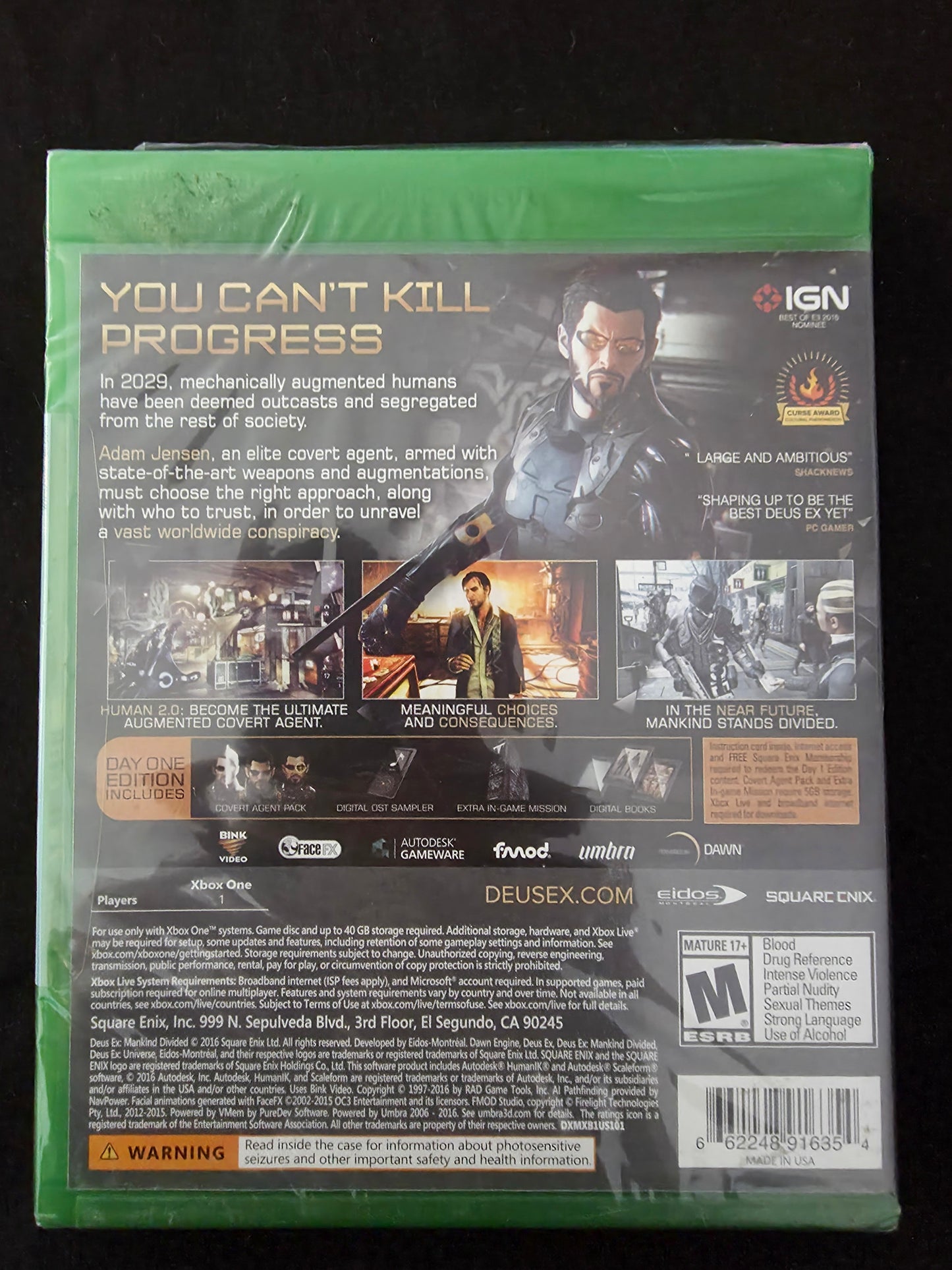 Deus Ex: Mankind Divided - Day One Edition - Microsoft Xbox One BRAND NEW