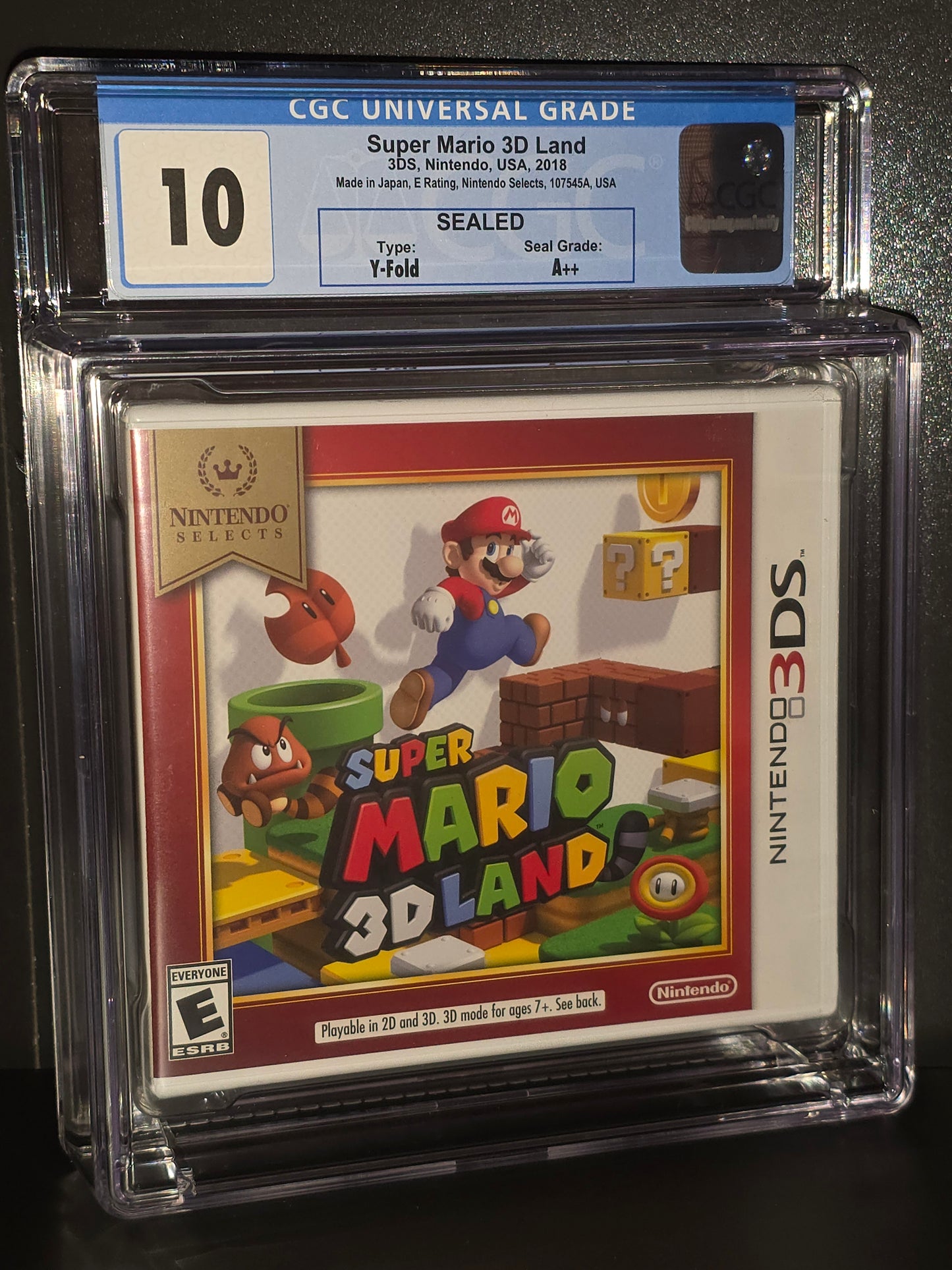 Nintendo 3DS SUPER MARIO 3D LAND - CGC Graded Mint 10 A++ New Sealed Collectible