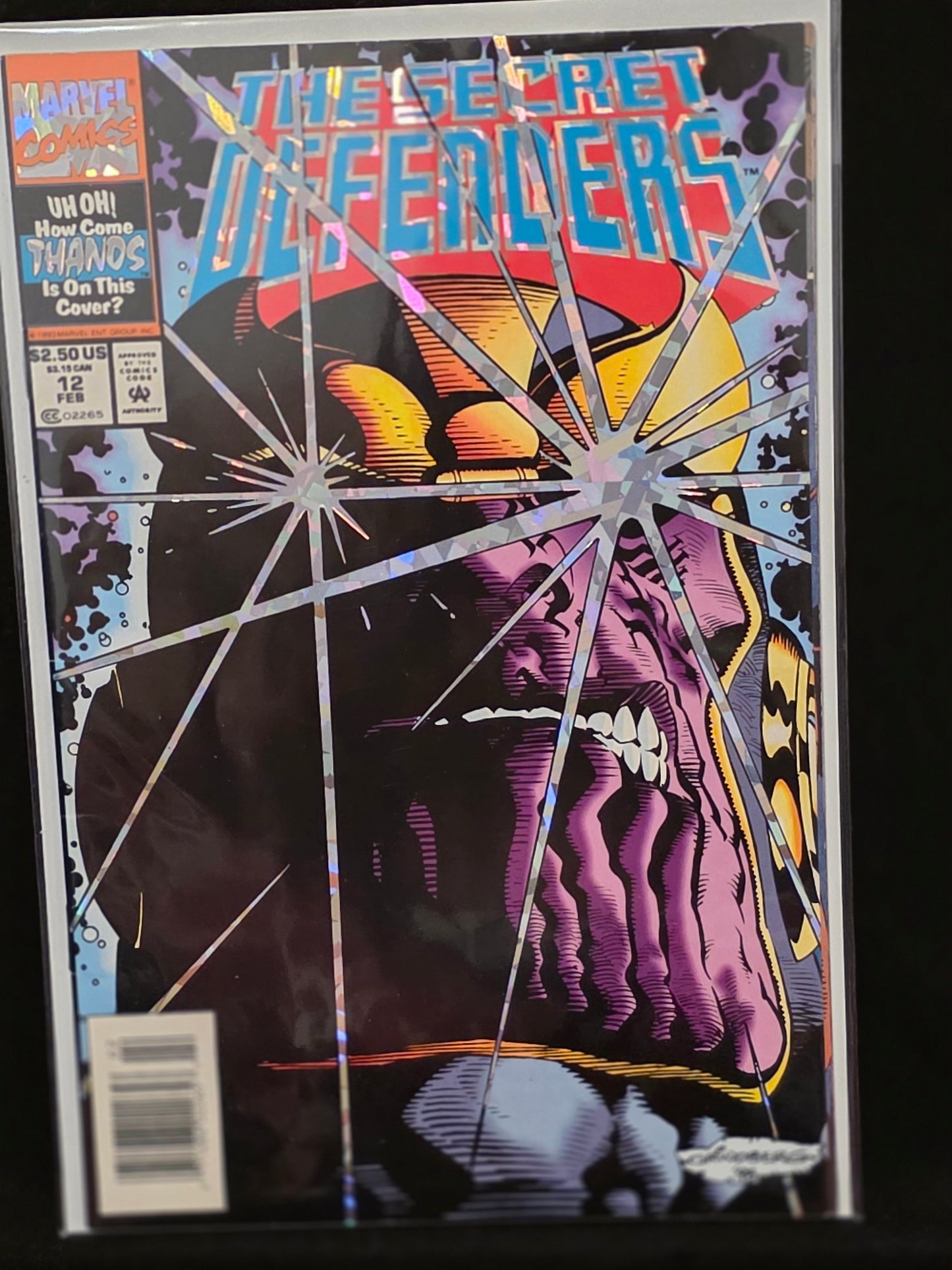 Marvel Comics Secret Defenders #12 NEWSSTAND Edition Foil Cover Thanos 1993