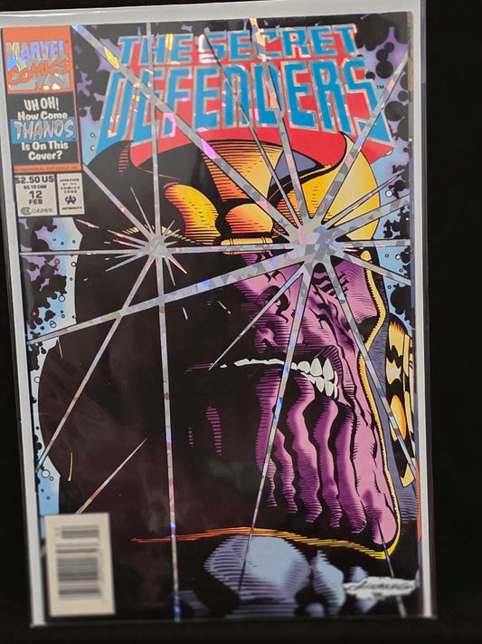Marvel Comics Secret Defenders #12 NEWSSTAND Edition Foil Cover Thanos 1993