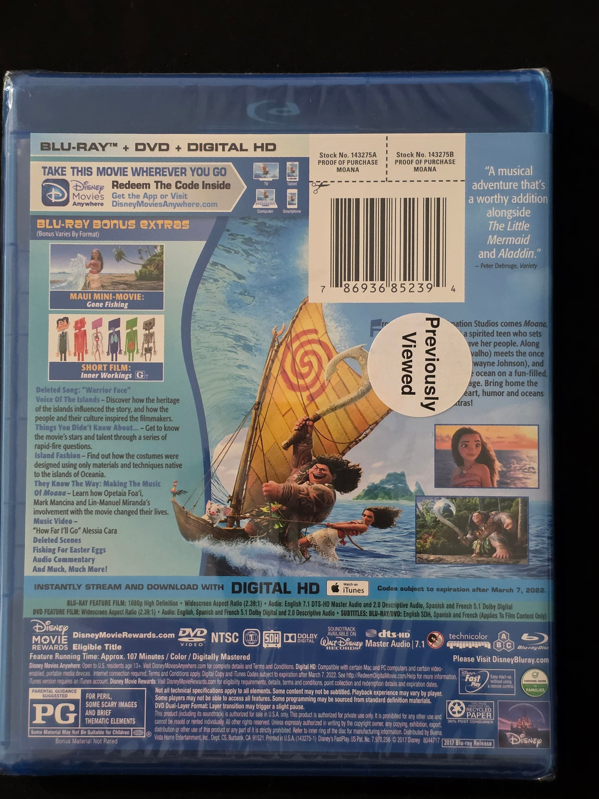 Moana (Blu-ray + DVD, 2017) / Disney