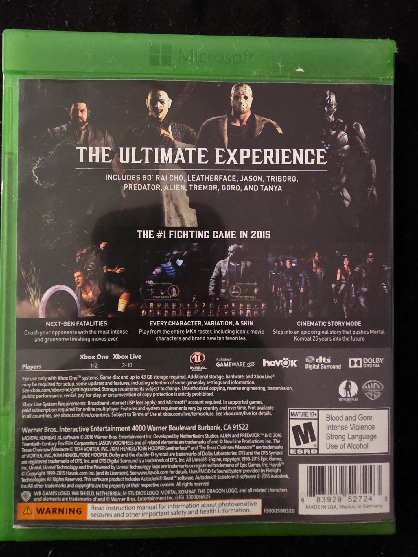 Mortal Kombat XL (Xbox One, 2016) CIB