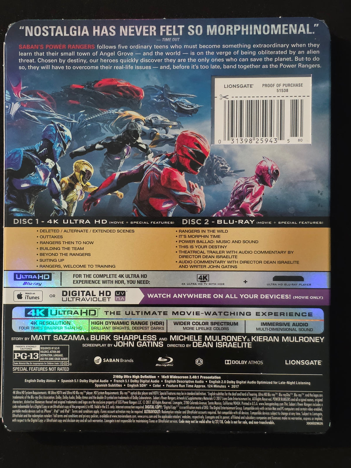 Power Rangers [New 4K UHD Blu-ray] With Blu-Ray, 4K Mastering, Dolby, slipcover