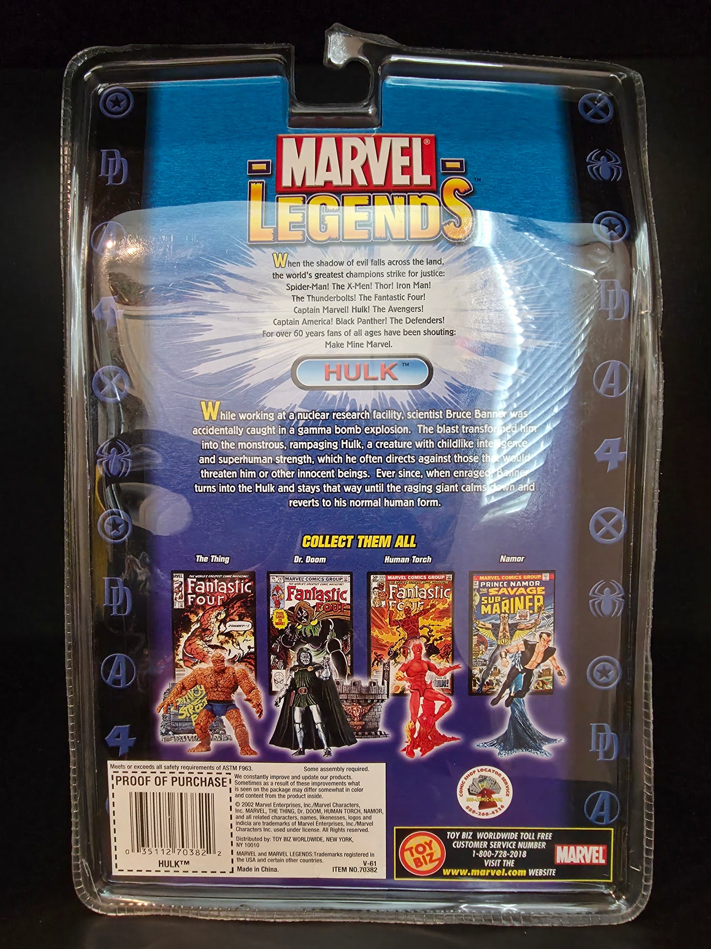 VARIANT INCREDIBLE HULK RIPPED SHIRT MARVEL LEGENDS Series II NIB 2002 TOY BIZ Warn Card