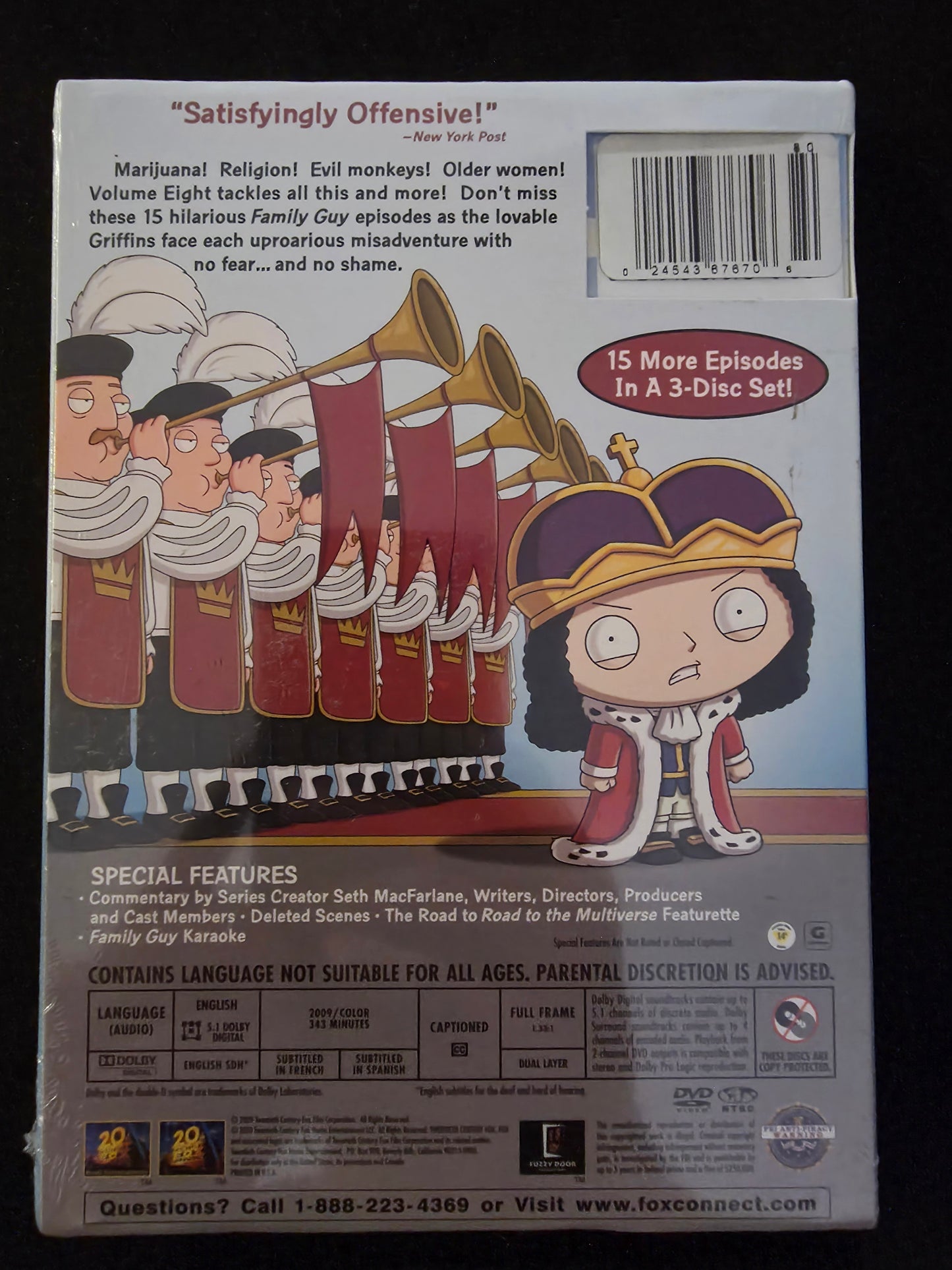 Family Guy Volume 8 DVD  SEALED IN PLASTIC Special Features 3 Disc Set Collecters