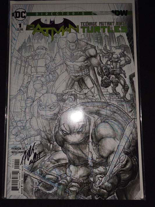 BATMAN TEENAGE MUTANT NINJA TURTLES # 1 Signed by Freddie Williams no COA DIRECTORS CUT Comic IDW TMNT