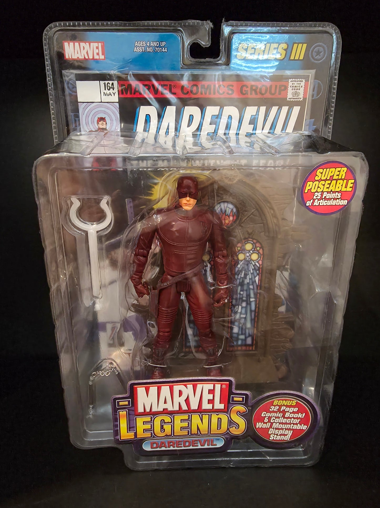 Marvel Legends Series 3 Daredevil Action Figure 2002 w/comic Toy Biz