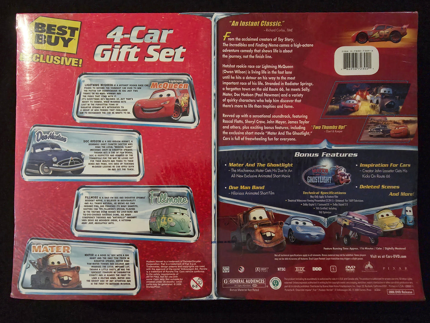DISNEY PIXAR CARS WIDESCREEN DVD EDITION - BEST BUY EXCLUSIVE 4-CAR GIFT SET NEW