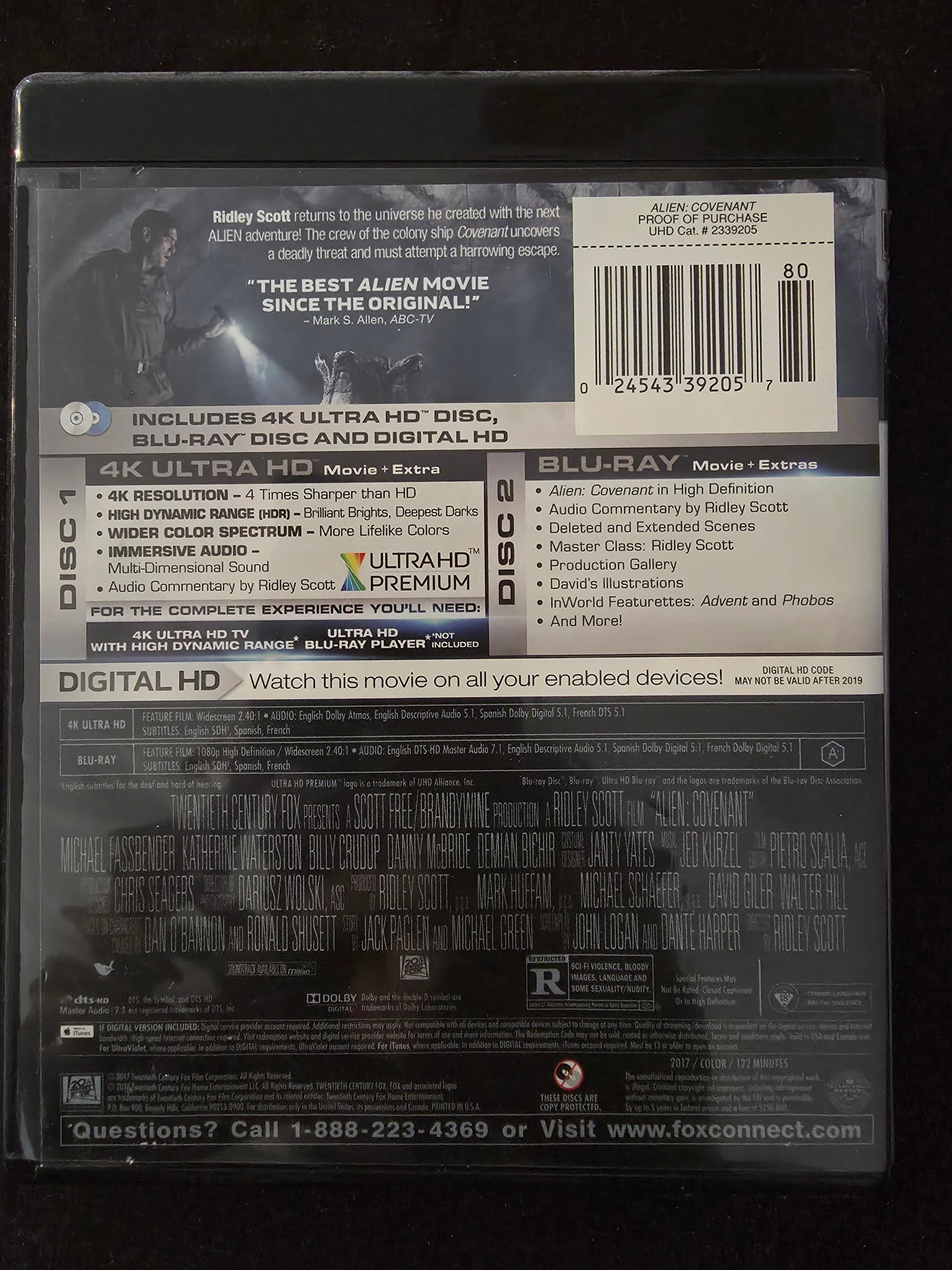 ALIEN COVENANT 4k Ultra HD (Blu-Ray)