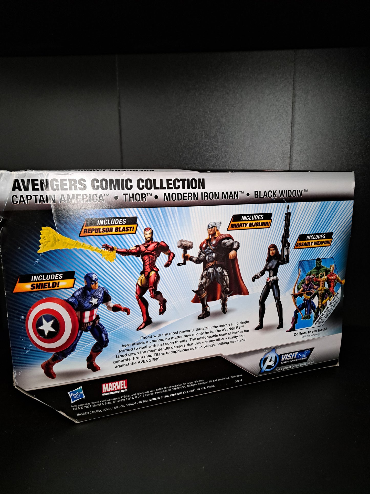 NIB! Marvel Universe Avengers Wal Mart 4pack - Thor,Captain,Black,Widow,Iron Man