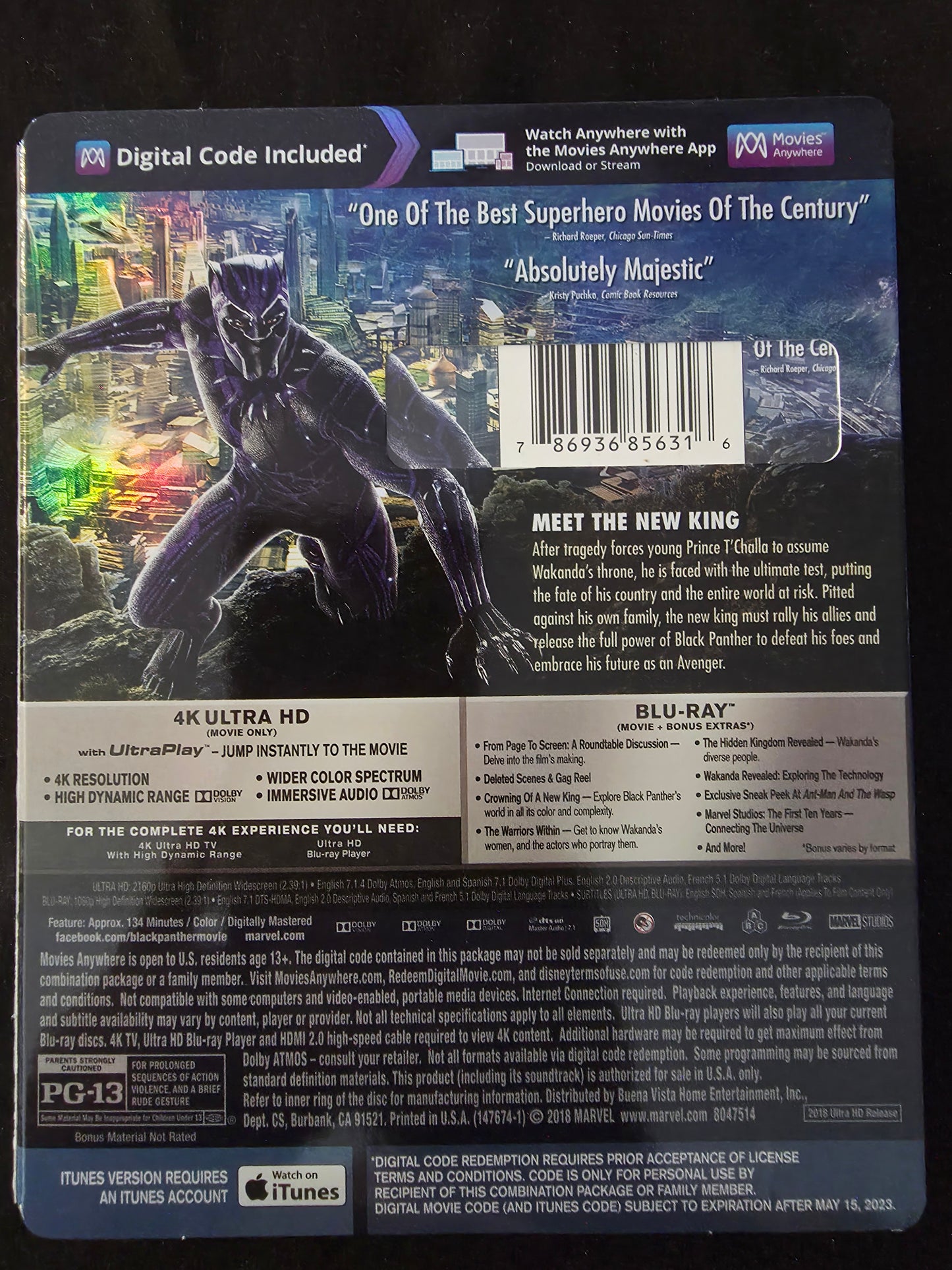 Black Panther With Slipcover (Ultra HD, 2018)