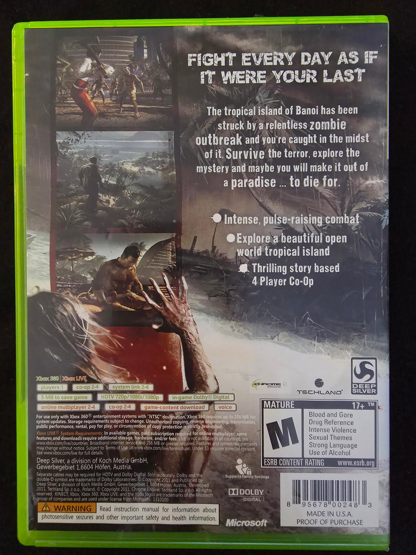 Dead Island Microsoft Xbox 360 2011 CIB