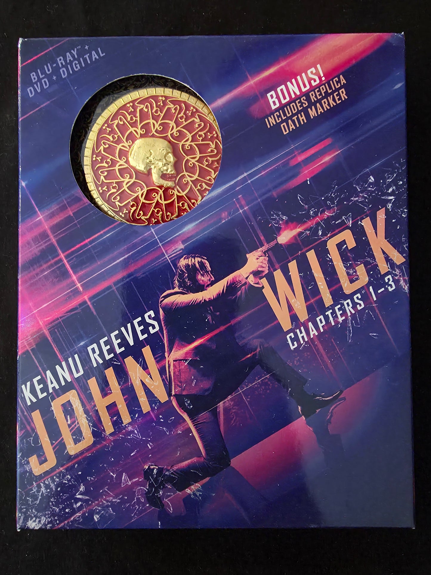 John Wick Chapters 1-3 Blu-ray DVD Set with Replica Oath Marker Coin New