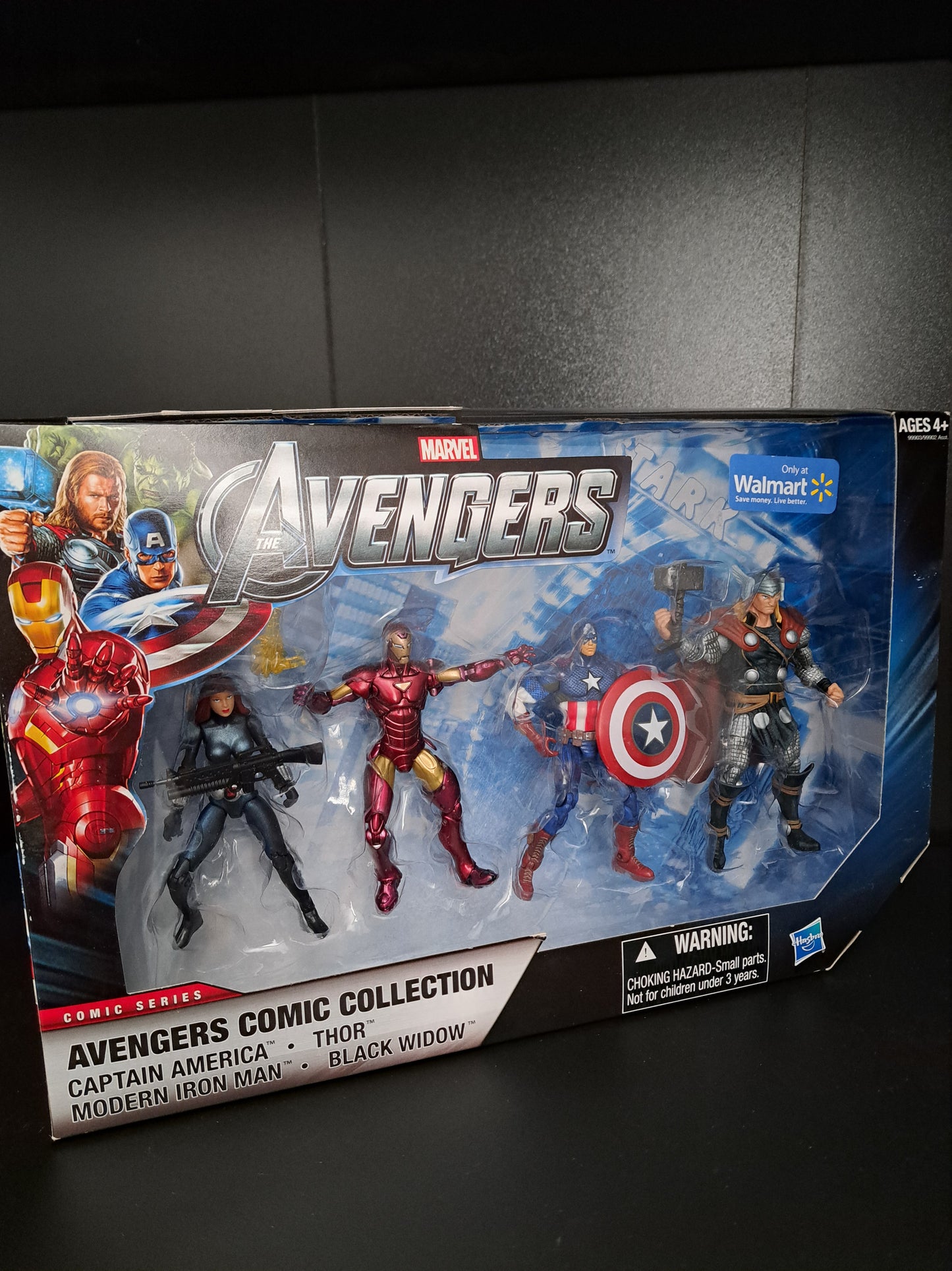 NIB! Marvel Universe Avengers Wal Mart 4pack - Thor,Captain,Black,Widow,Iron Man