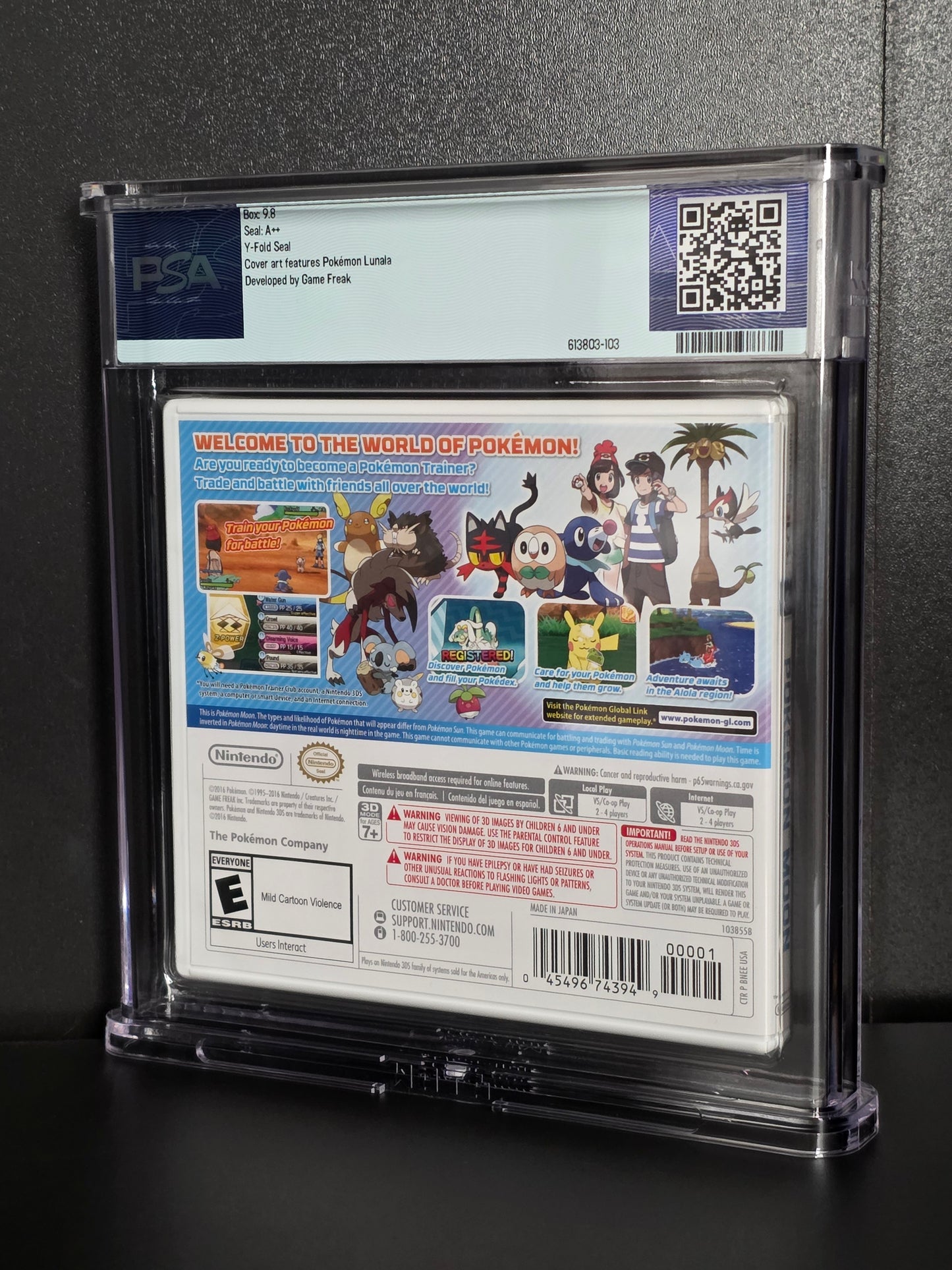 Pokemon Moon PSA 9.8 Sealed A++ 2016 Nintendo 3DS Video Game Y-Fold Lunala