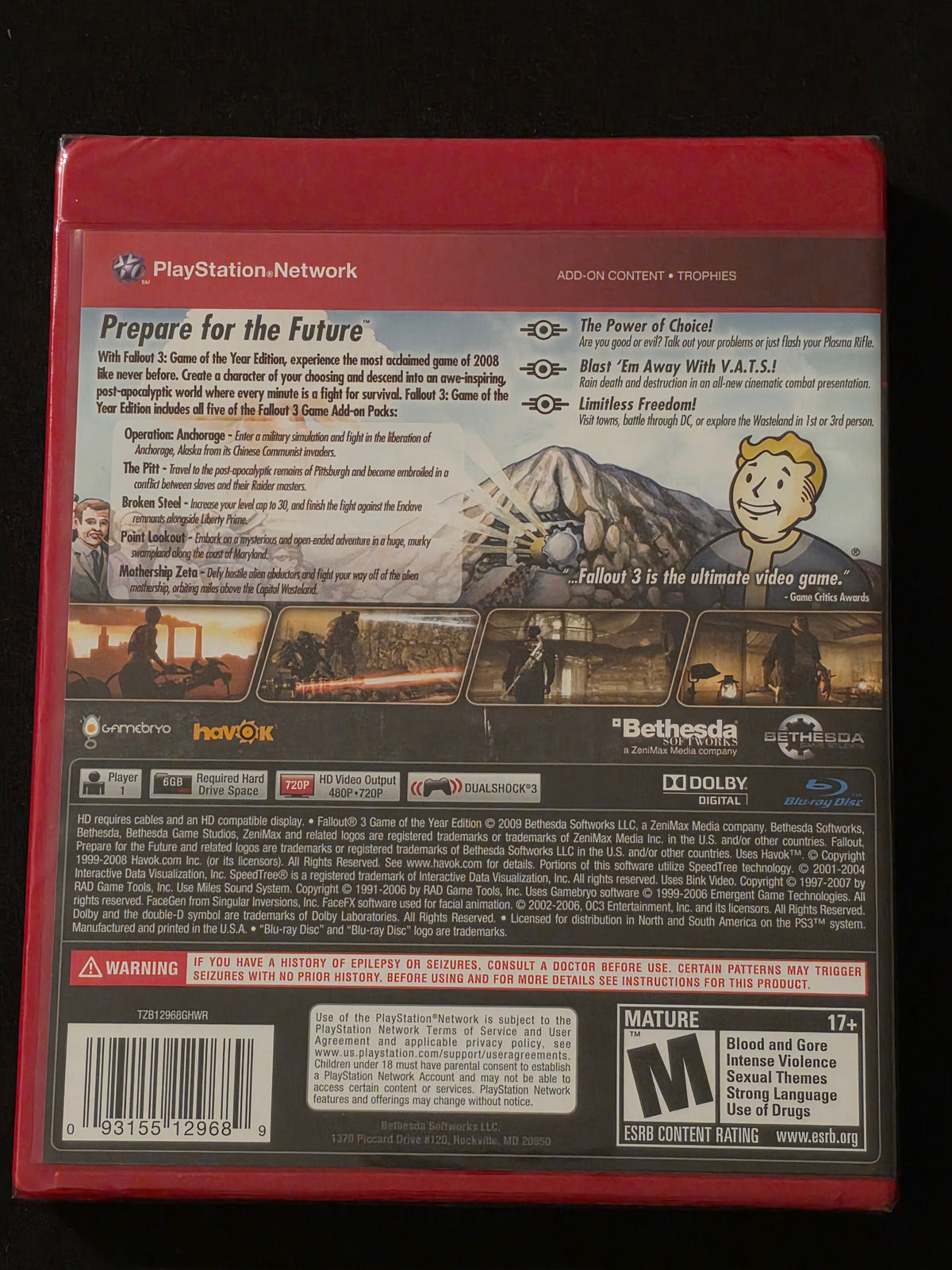 Fallout 3 Game of the Year Edition Limited US Playstation 3 PS3 Sealed