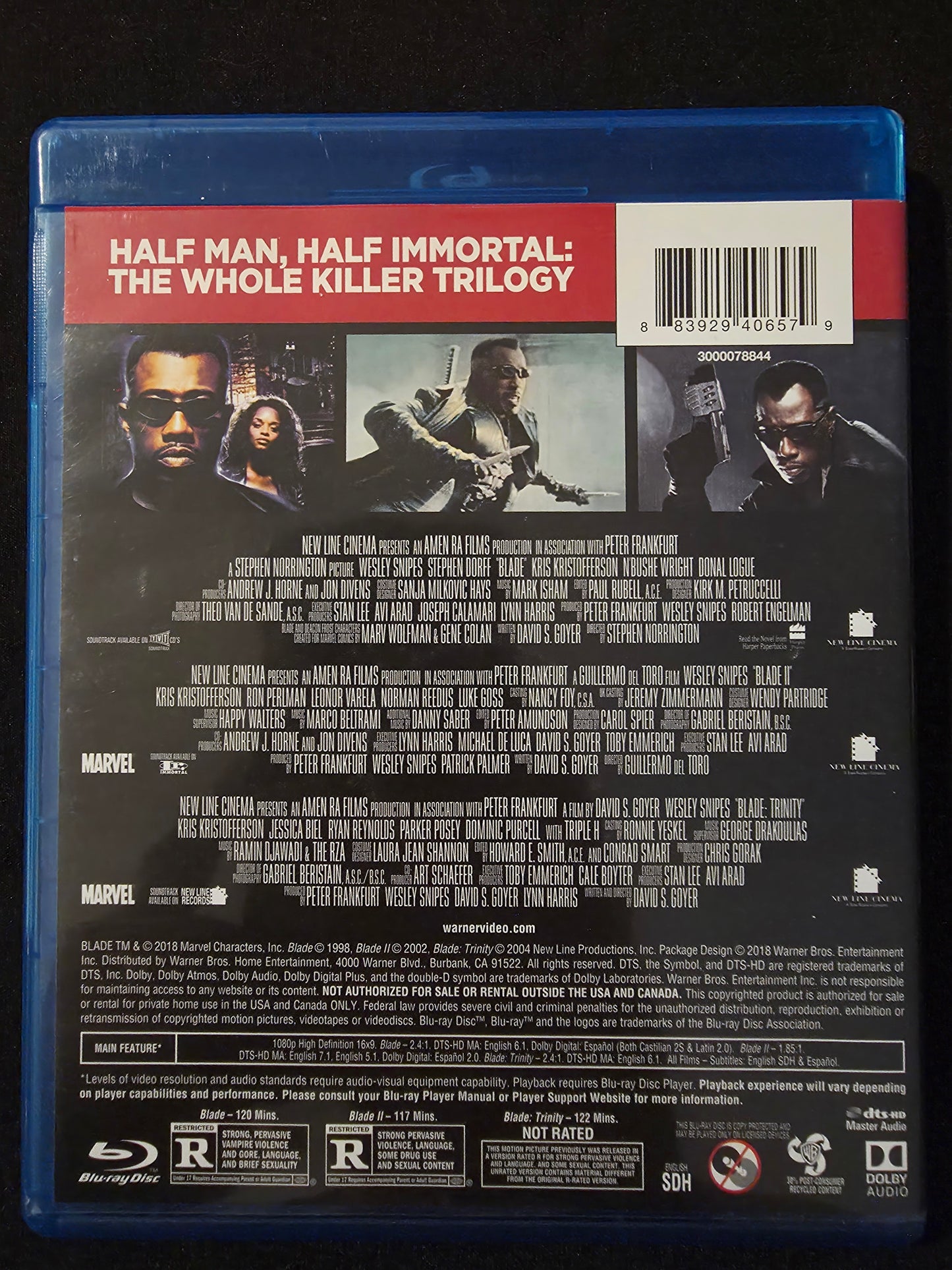 BLADE / BLADE II / BLADE: Trinity (Blu-ray, 2004) - Wesley Snipes