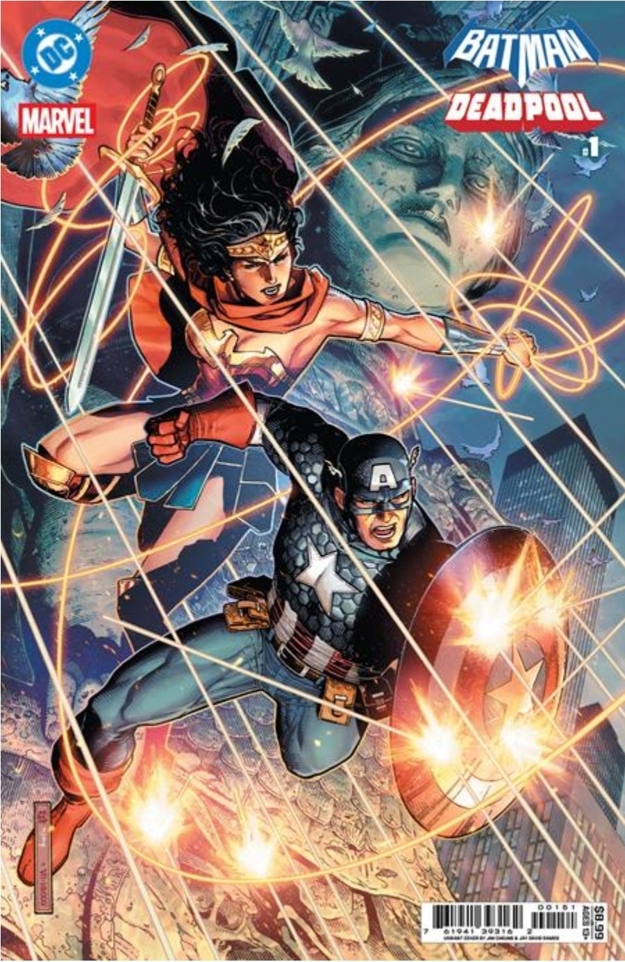 DC MARVEL BATMAN DEADPOOL #1 (ONE SHOT) JIM CHEUNG WONDER WOMAN CAPTAIN AMERICA CARD STOCK VAR