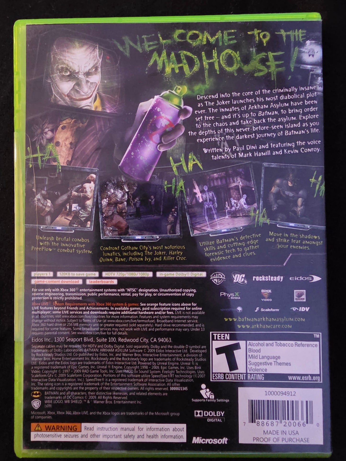 Batman: Arkham Asylum (Microsoft Xbox 360, 2009) - Xbox 360 CIB