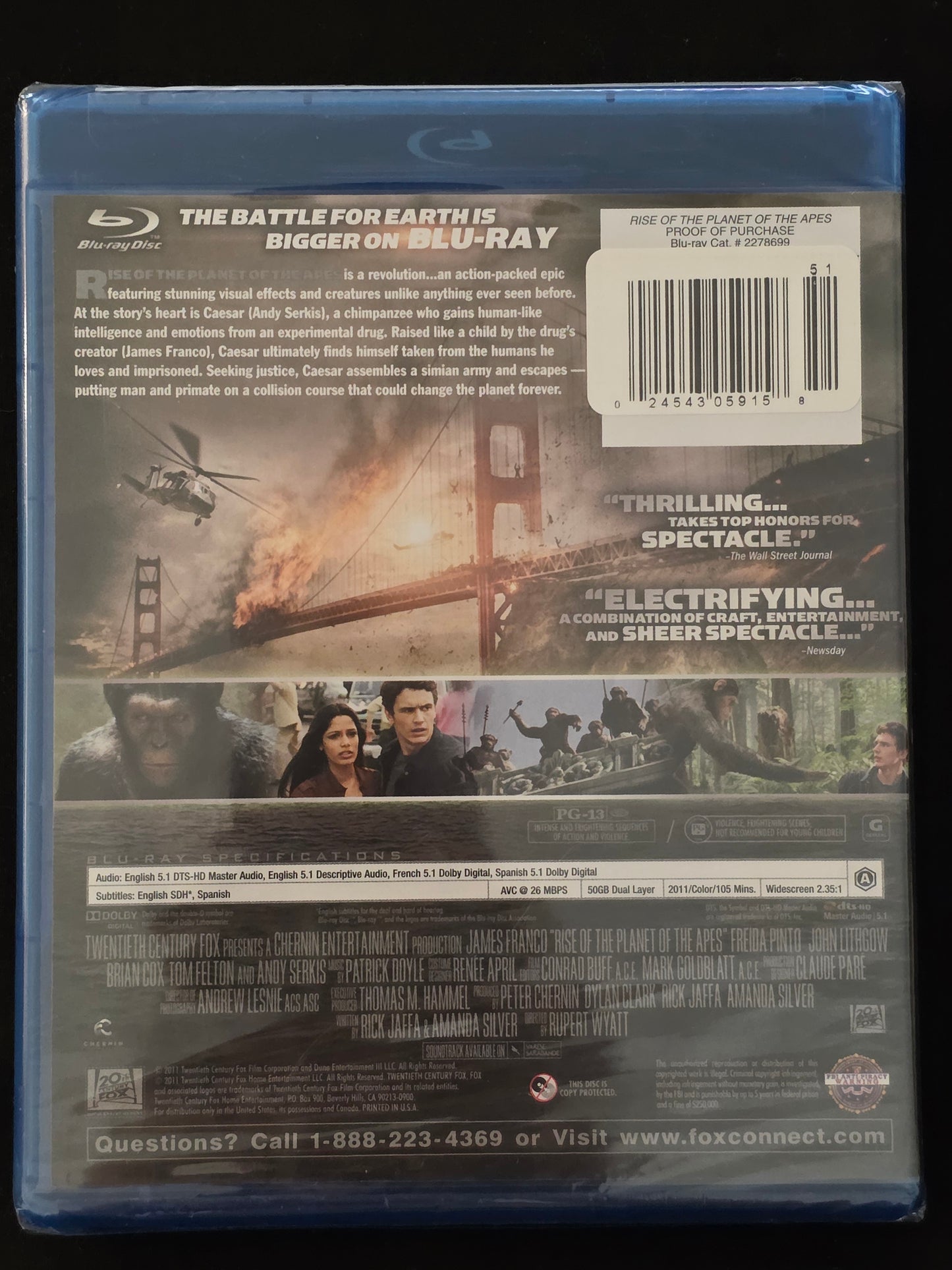 Rise of the Planet of the Apes Blu-ray Bluray DVD Movie Video - NEW Sealed