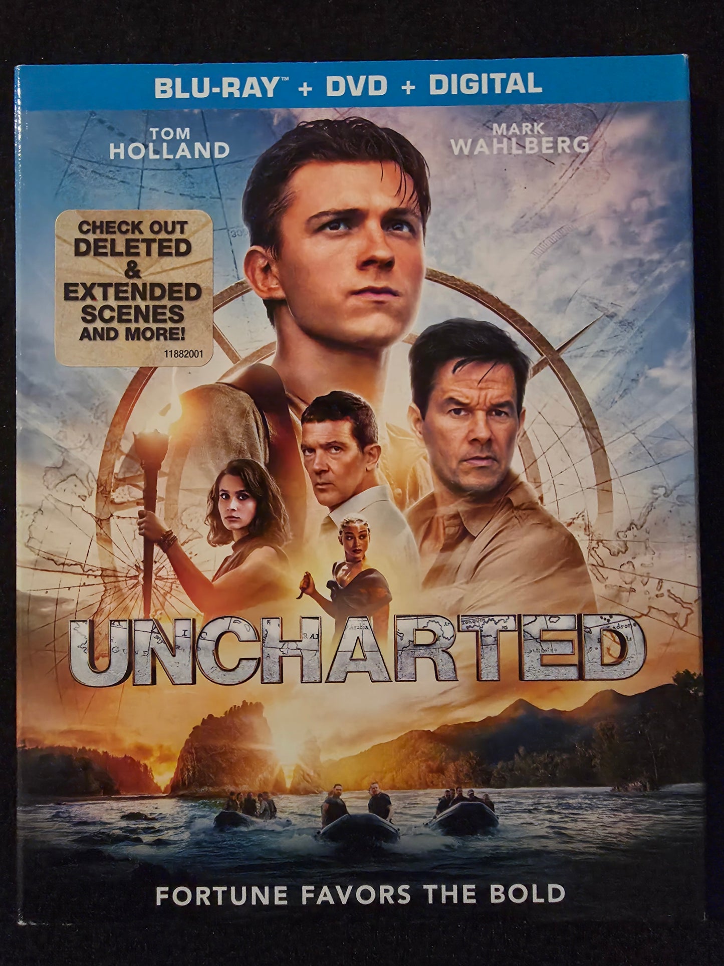 Uncharted (Blu-ray/DVD/Digital), 2022) w/ Slipcover ~ Tom Holland, Mark Wahlberg