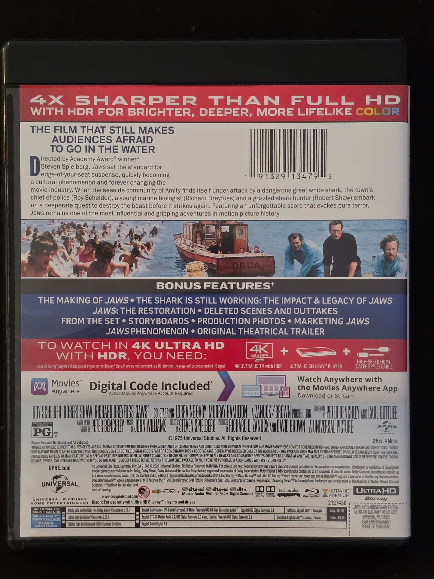 JAWS: 4K UHD+ Blu-ray (No Digital Code) LIKE NEW!