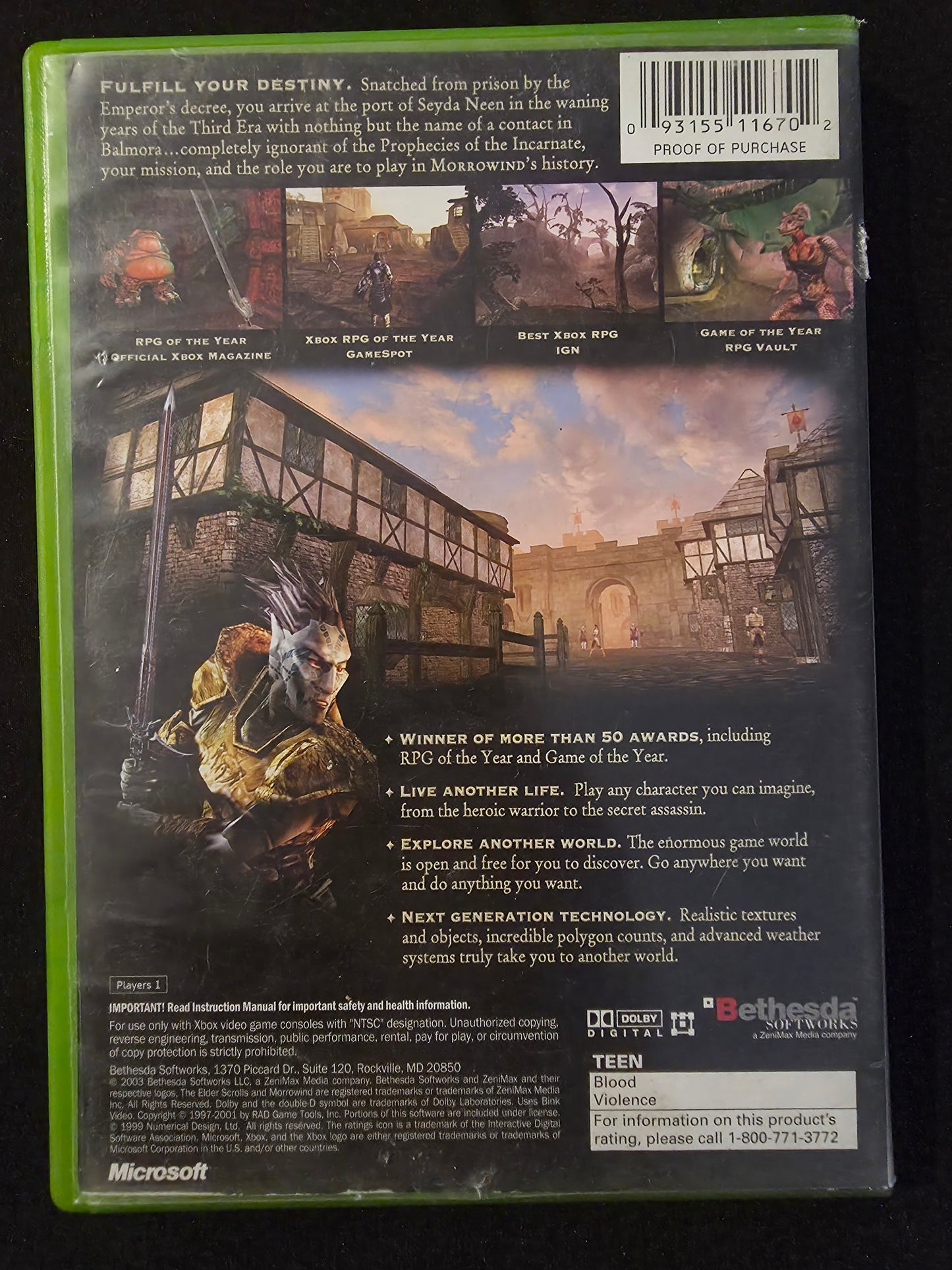 Morrowind Xbox Platinum Hits CIB • Elder Scrolls III
