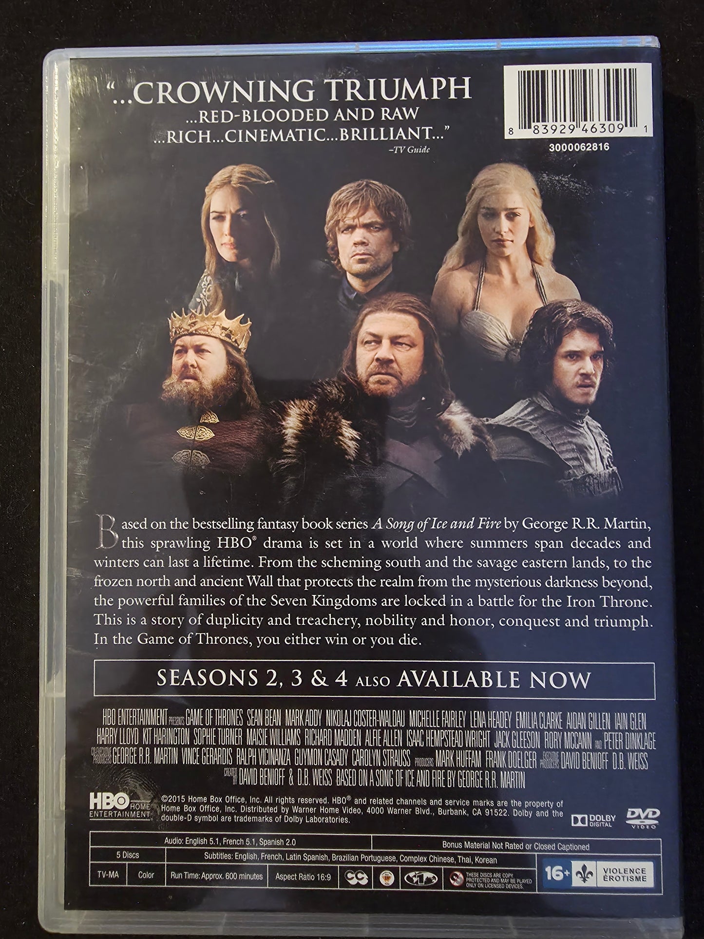 Game of Thrones: The Complete First Season (DVD, 2012, 5-Disc Set)