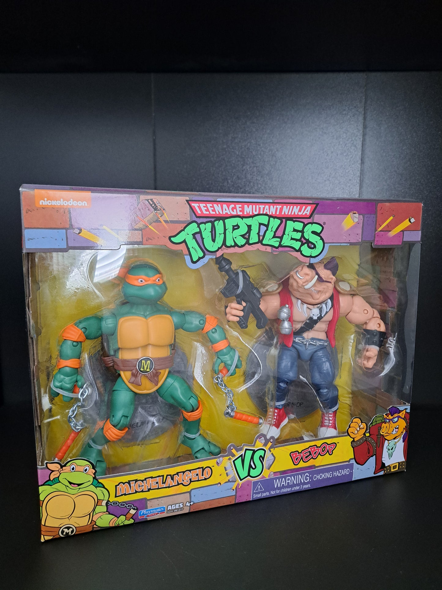 MICHELANGELO VS. BEBOP TMNT NINJA TURTLES ACTION FIGURE PLAYMATES NEW 2021
