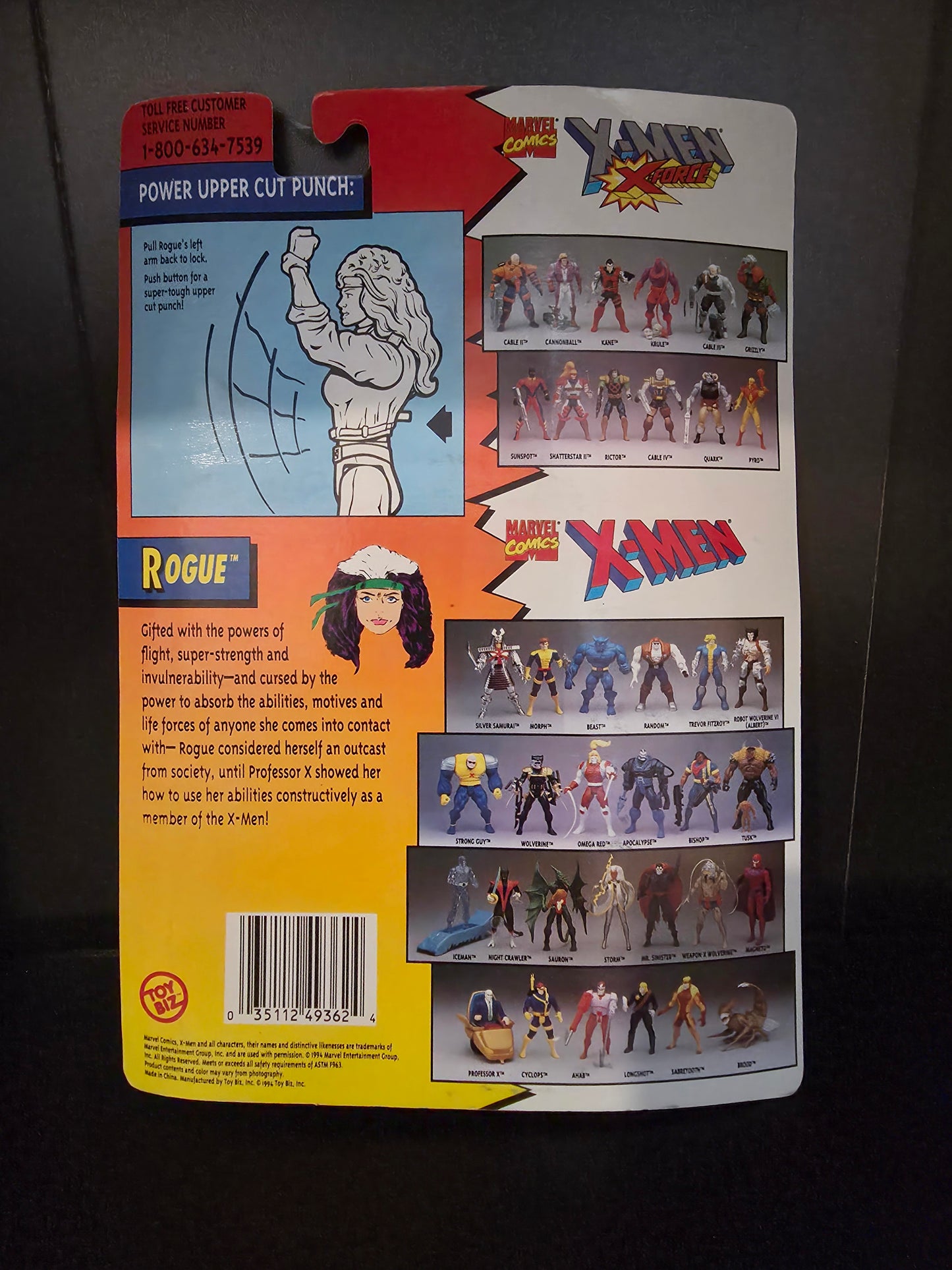 Vintage Toy Biz 1994 X-Men Rouge Rogue Power Uppercut Punch Action Figure NEW