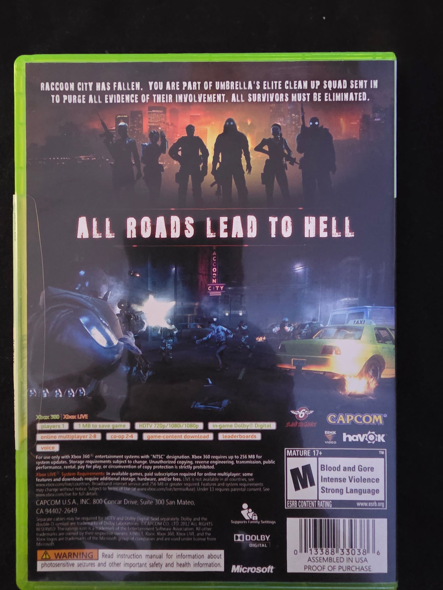Resident Evil: Operation Raccoon City (Microsoft Xbox 360, 2012) CIB
