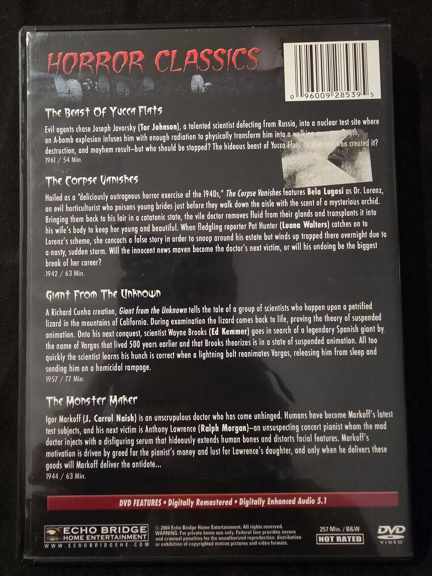 Horror Classics 4 Movies DVD the Beast of Yucca Flats