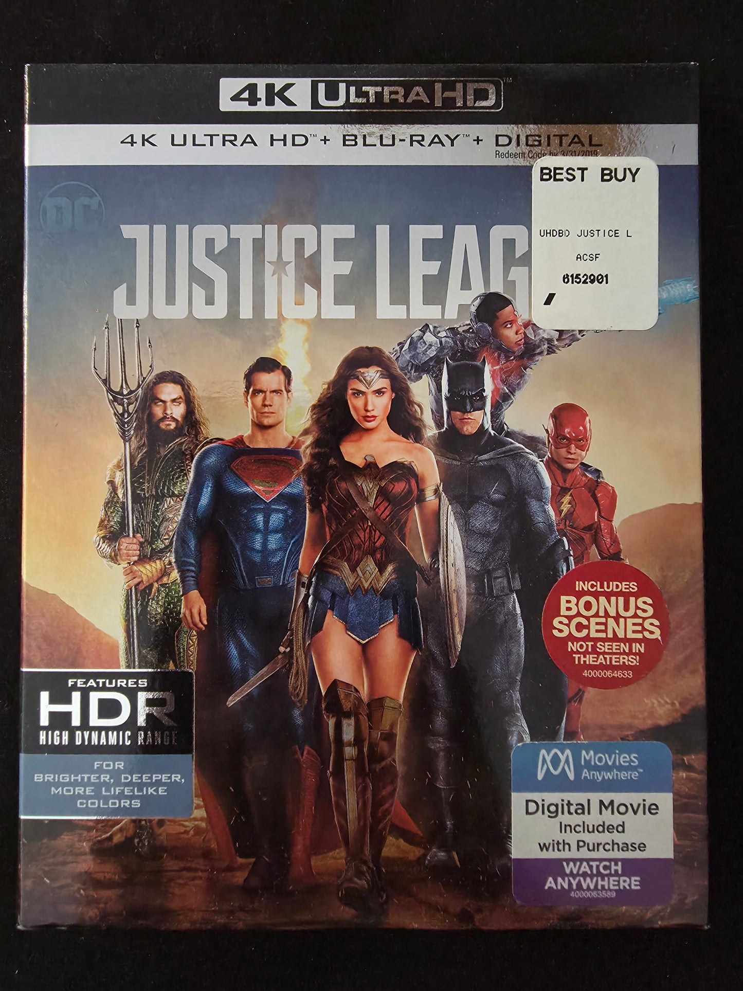 Justice League (4K Ultra HD Blu-ray/Blu-ray, Digital HD, 2018) w/slipcover