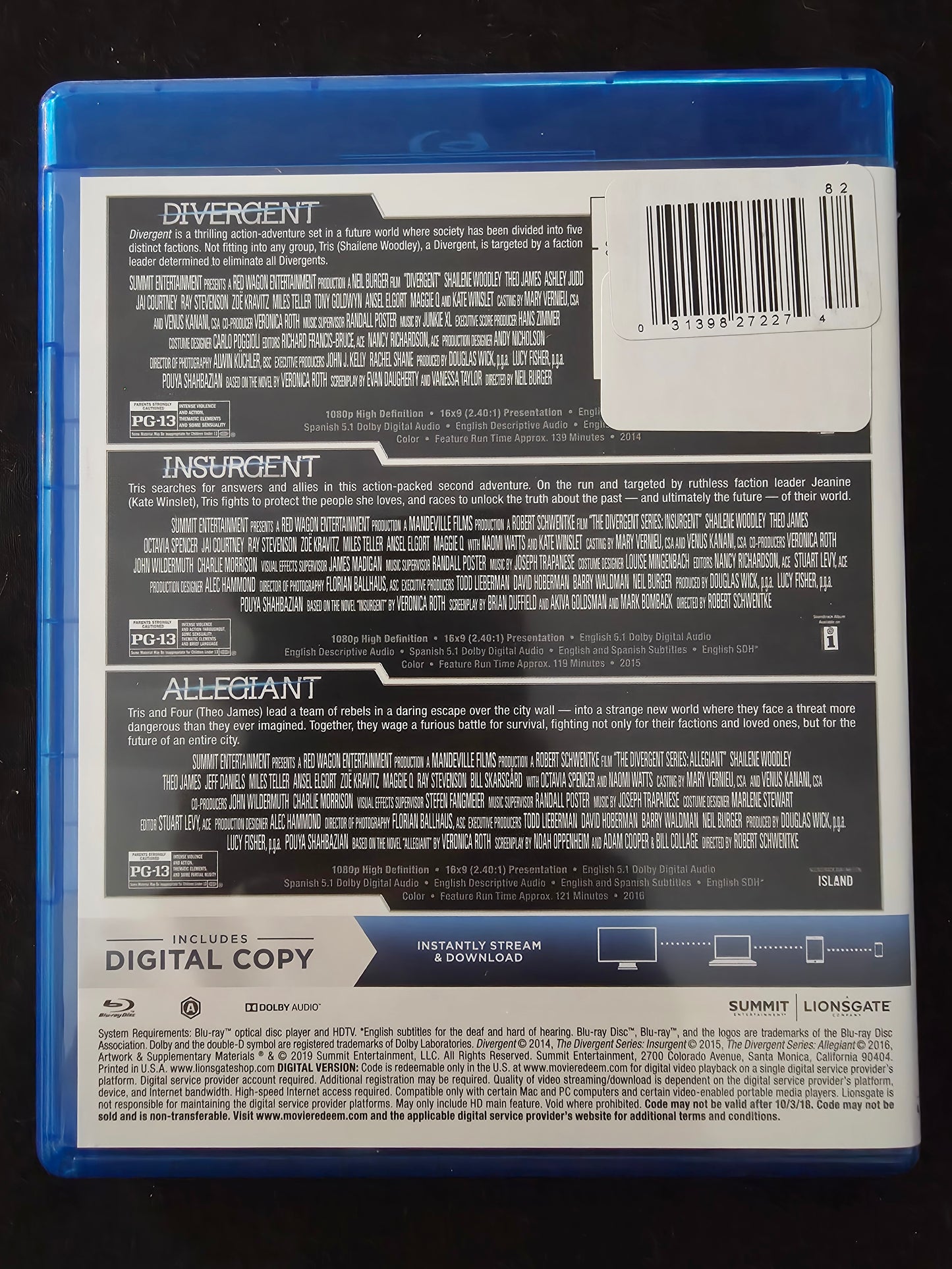 The Divergent Series: 3-Film Collection (Blu-ray) Divergent-Insurgent-Allegiant