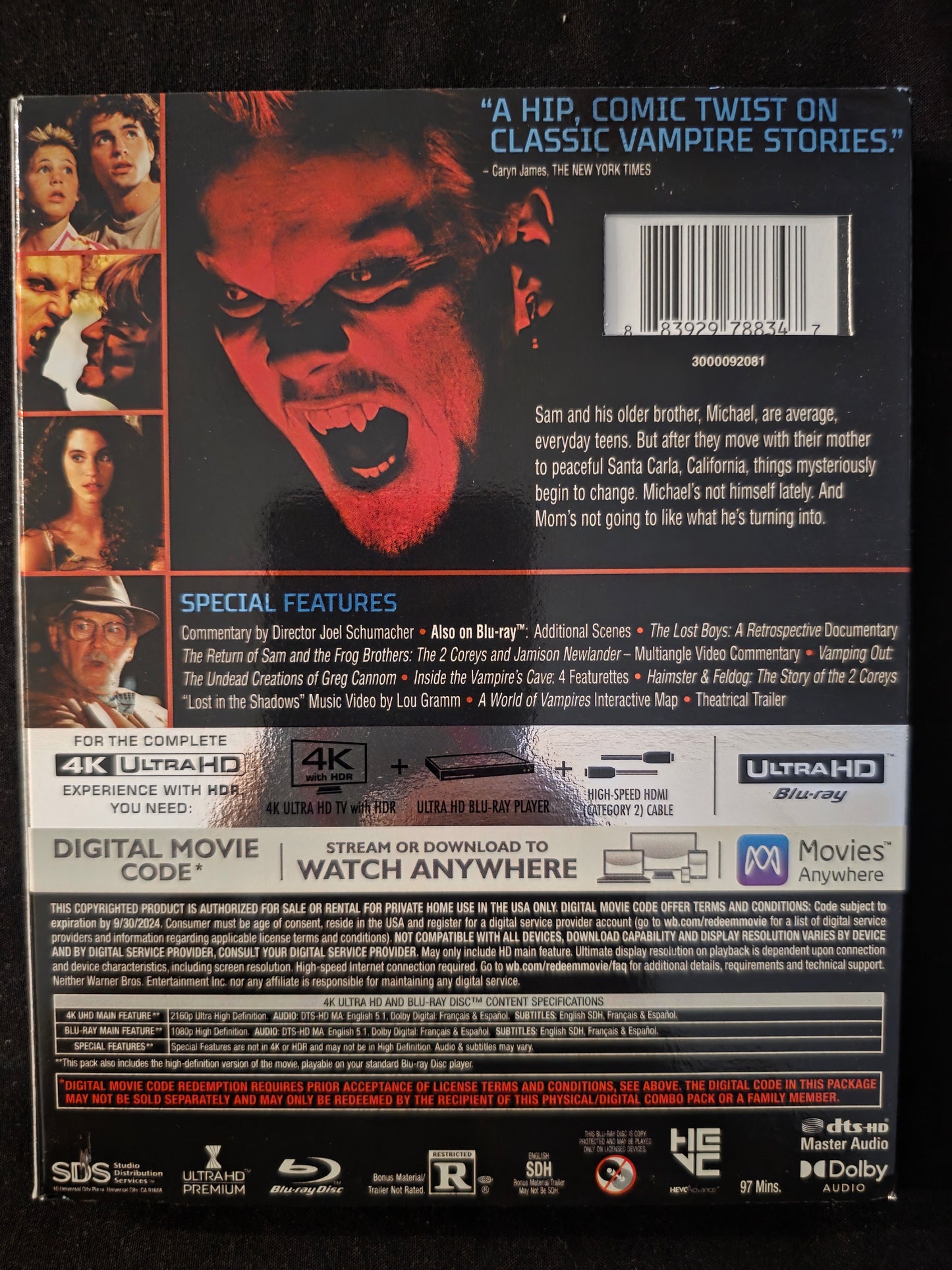 The Lost Boys (1987) 4K Ultra HD Blu-ray Slipcover Kiefer Sutherlan