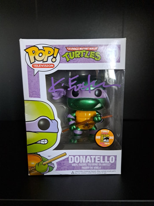 SDCC 2013 Metallic Donatello Teenage Mutant Ninja Turtles Funko Pop signed by Kevin Eastman